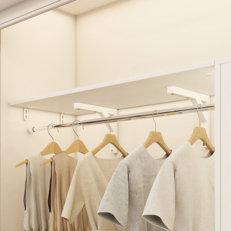 80"-120" Closet System With Door And Wooden Drawers-Adjustable Width