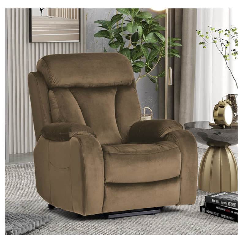 Power Lift Chair Electric Recliner 31.1'' Wide Velvet Fabric Side Pocket Mechanism Remote Control