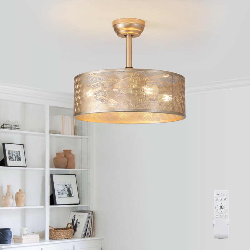 modern cage ceiling fan chandelier with remote control