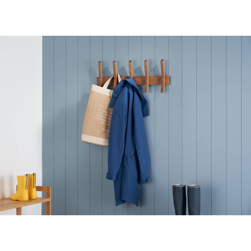 sifford mid century coat rack with 5 wooden hooks - black