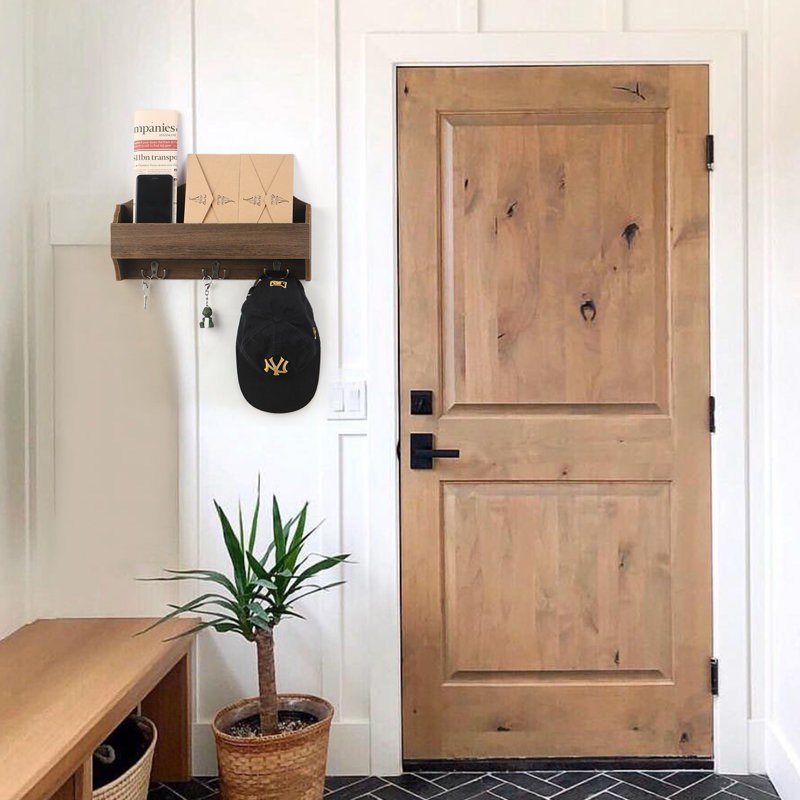 Vintage MDF Key Wall Rack with Hooks