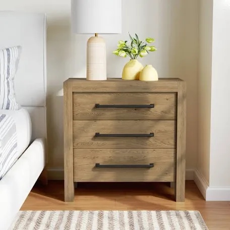 Riverside Furniture Davie Pale Oak 3-Drawer Nightstand
