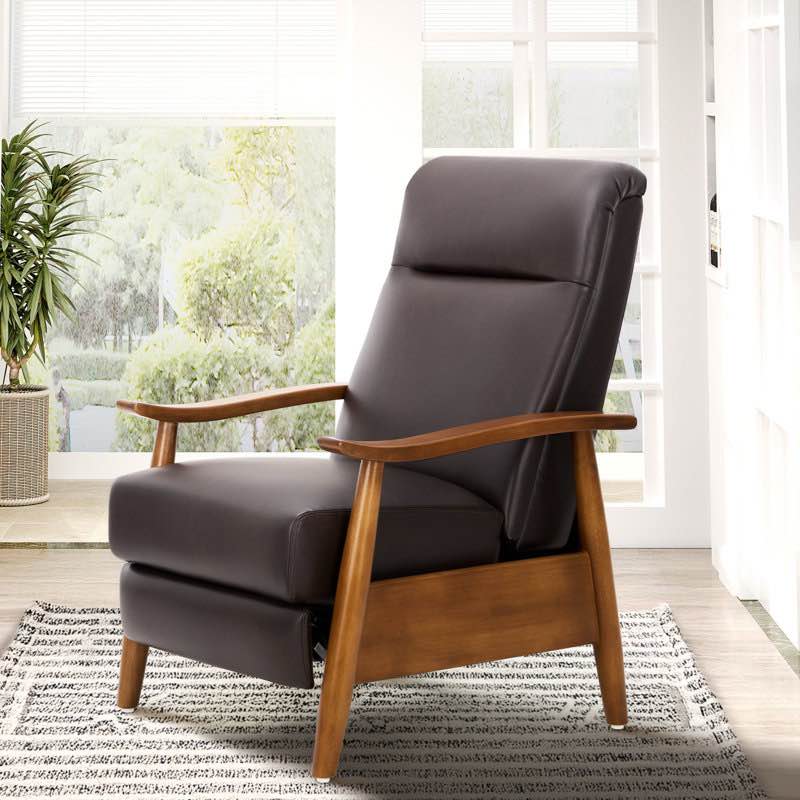 Walnut Leather Push-Back Recliner-Back