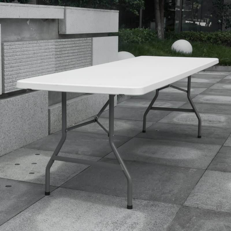 Heavy Duty 96'' 8ft Commercial Party Event Solid Non-Folding Tabletop Rectangle Plastic Folding Table
