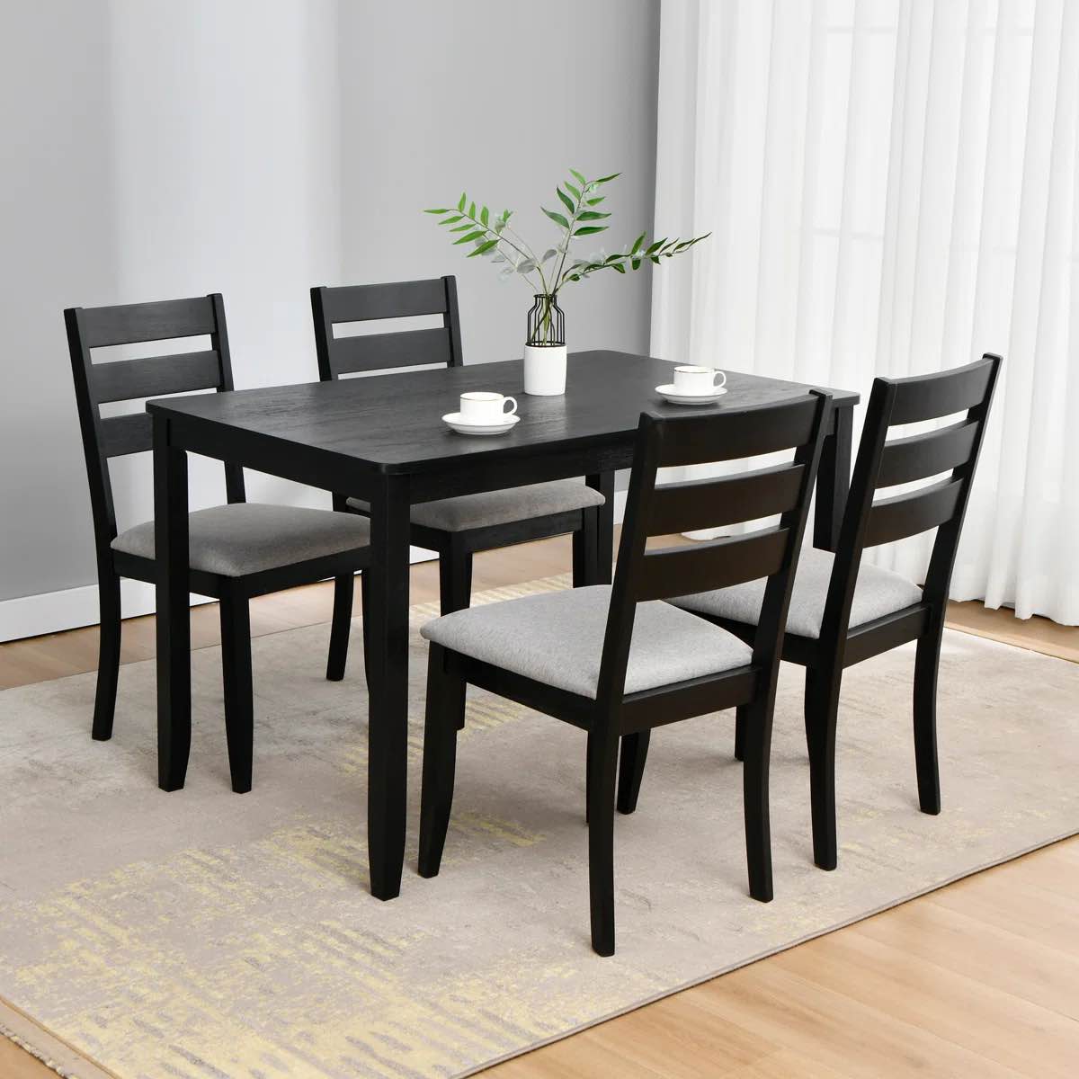 Archy 17" wide Rustic Farmhouse Solid Wood Ladder Back Upholstered Dining Side Chair (Set of 2)