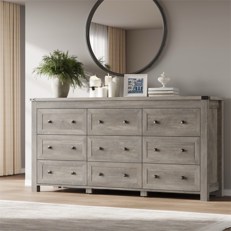 9-Drawer Dresser for Bedroom, Modern Wide Chest of Drawers, Wooden Storage Organizer 