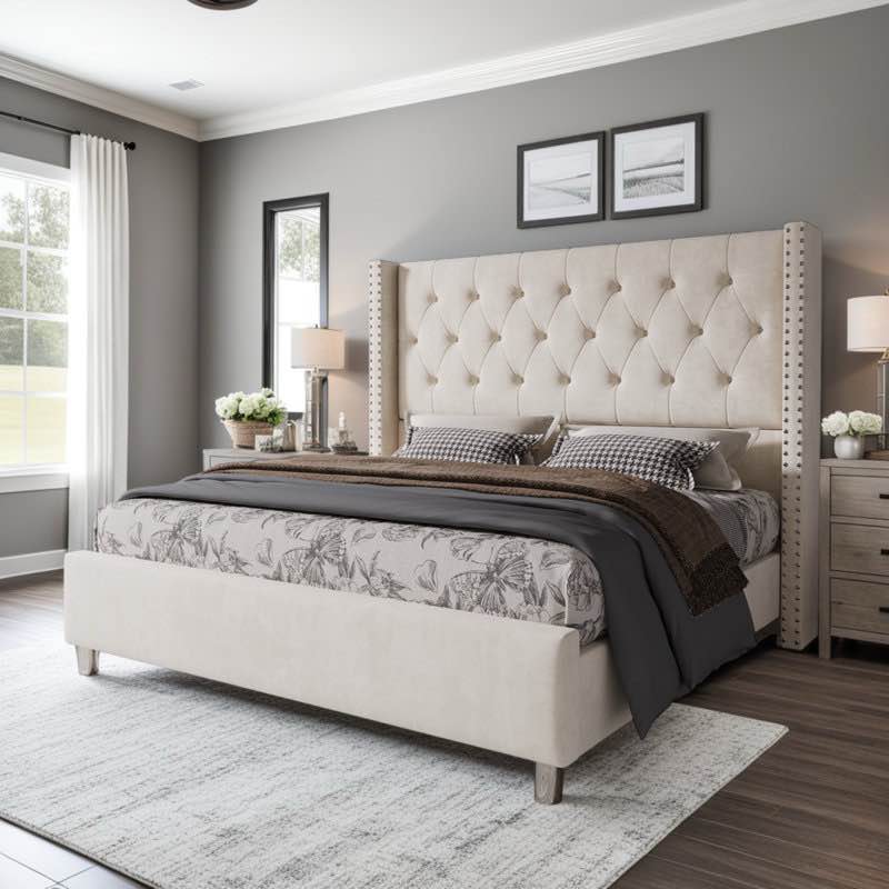Occoquan Upholstered King Wingback Bed 