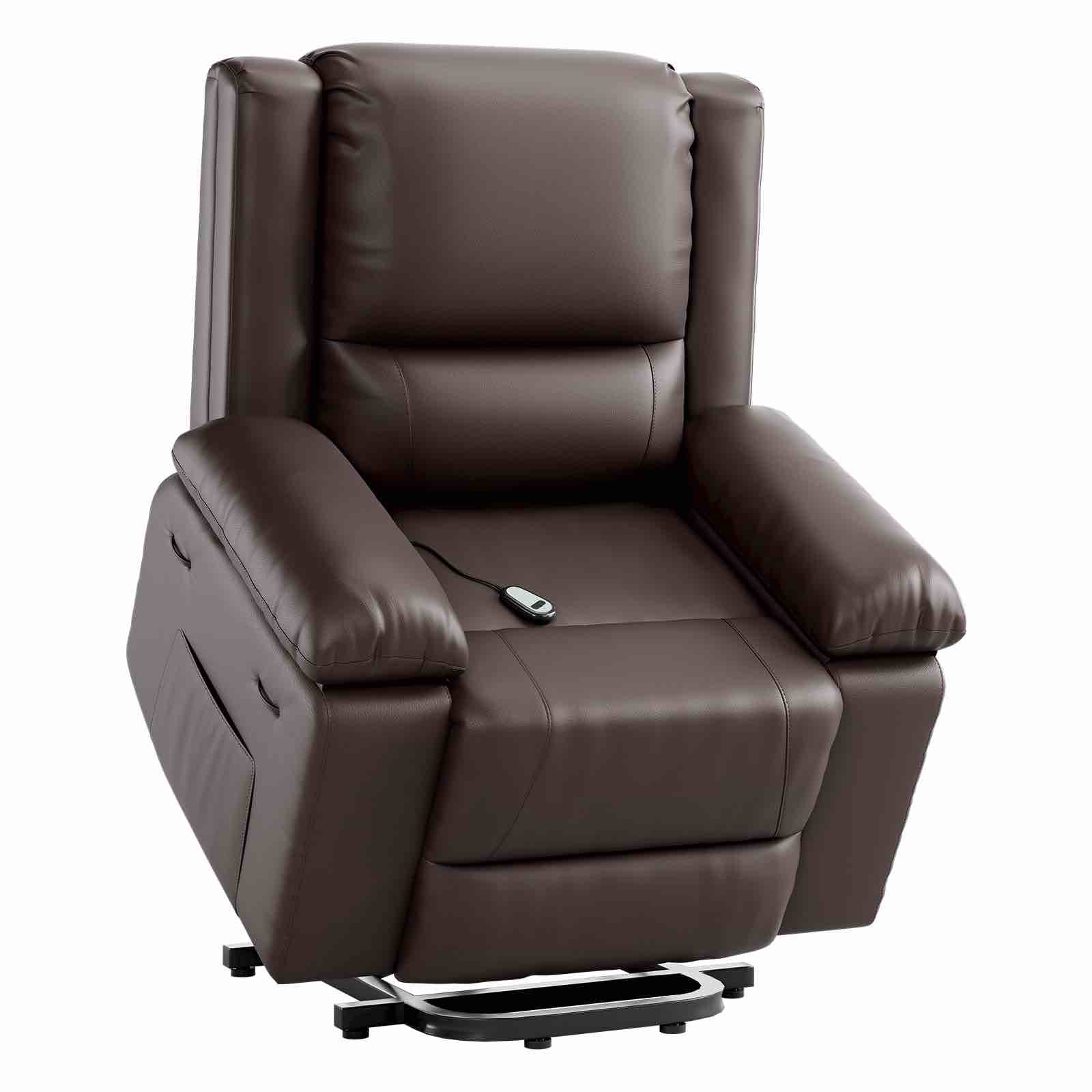 Garvee PU Leather Power Lift Recliner Chair with Massage and Heat, 8-Point Vibration, Adjustable Back and Leg Support, Electric Lift Chair Designed for Mobility Aid Elderly Relaxation, Coffee