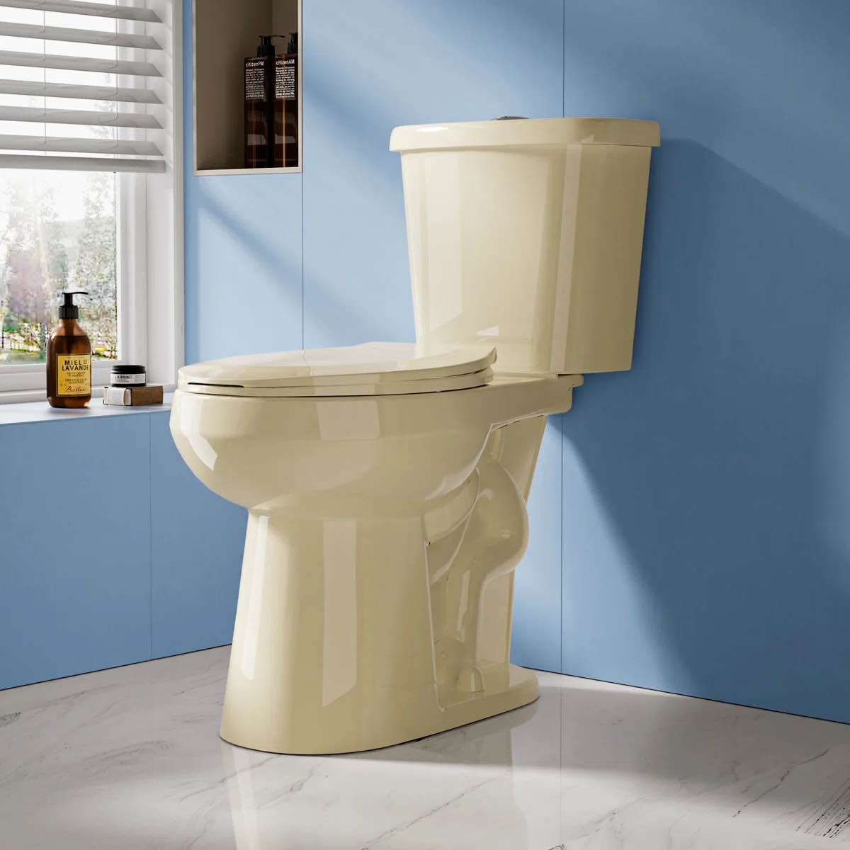 19'' H 2-Piece Toilet 1.1/1.6 GPF Dual Flush Round Toilet ADA Height 