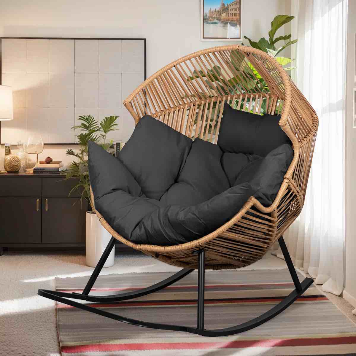 Calcedonio Egg Chair Rocker with Cushion 