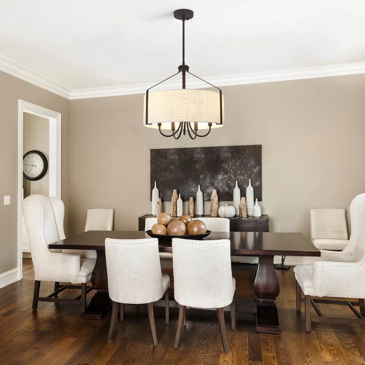 Ciriclio 5-Light 18.35'' Iron Dimmable Drum Linen Blend Chandelier 