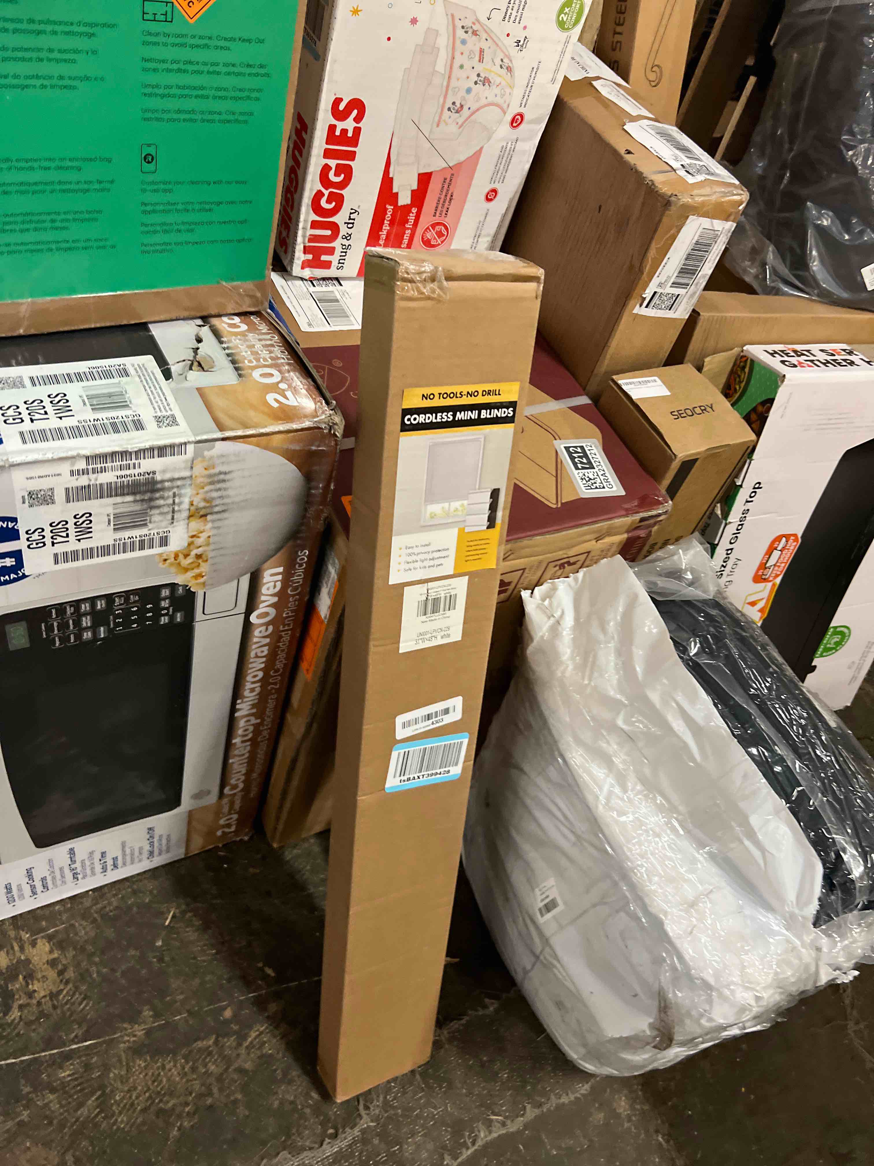 Condition photo showing New/Like New for No Drill Blinds for Windows 1" Vinyl L-Shaped Slats Cordless Mini Blinds for Home, 31" W × 48" H White White 31" W × 48" H