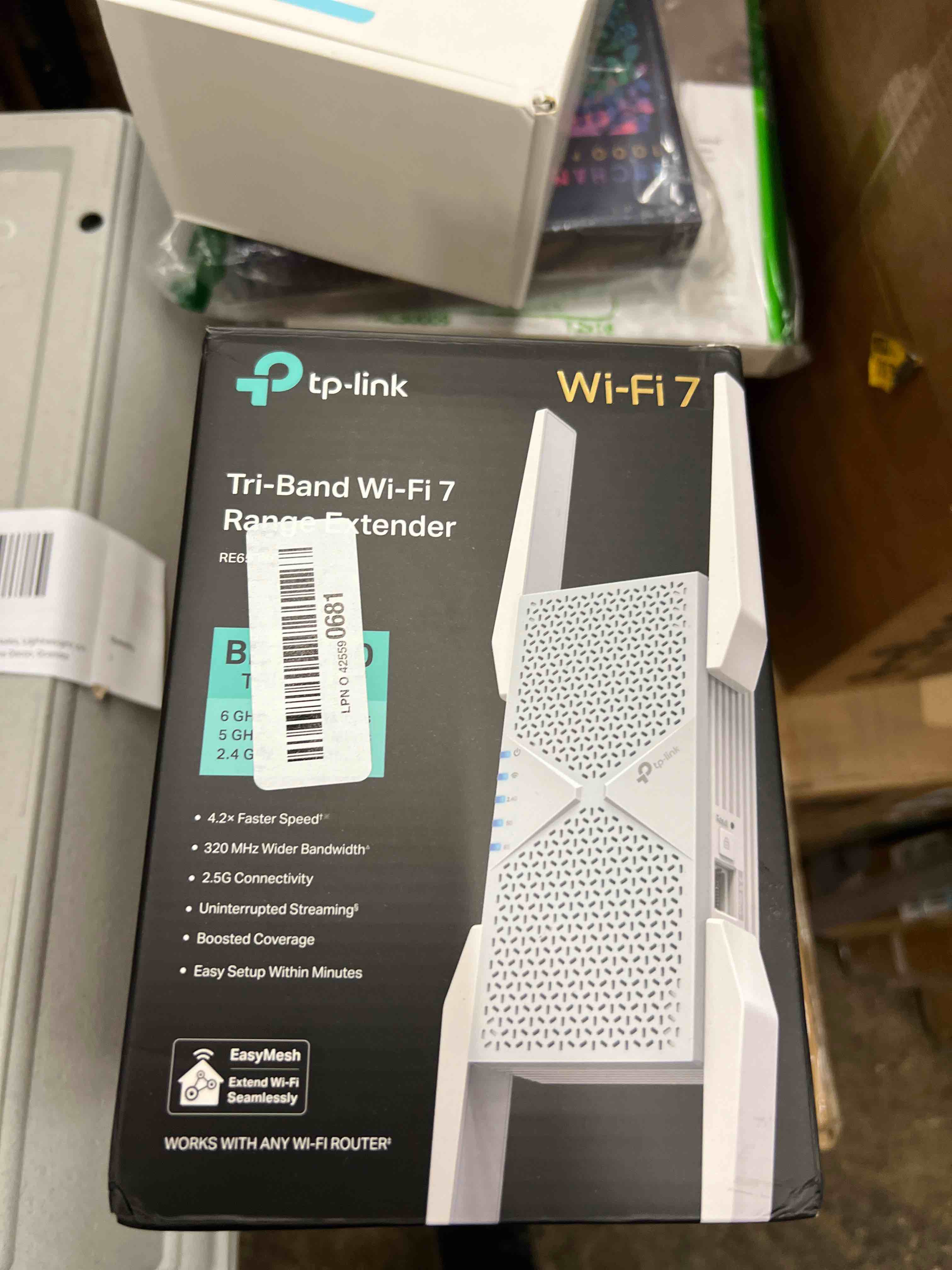Condition photo showing New/Like New for TP-Link BE10000 Wi-Fi 7 Range Extender RE653BE | 10 Gbps Tri-Band Wireless Repeater | 2.5 Gbps Ethernet Port | Internet Signal Booster for Home | Up to 2800 sq.ft, 128 Devices | 6 GHz, MLO, EasyMesh