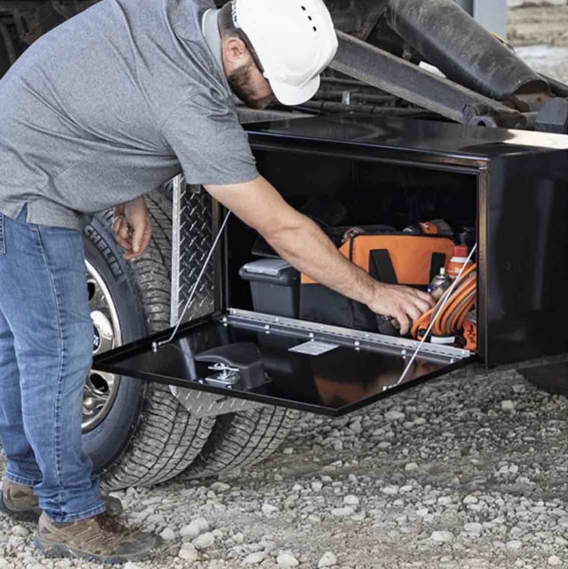 Buyers Products 1702310 Black Steel Underbody Truck Box with T-Handle Latch, 18 x 18 x 48 Inch, Contractor Toolbox With Durable Lock, Job Tool Chest For Storage And Organization