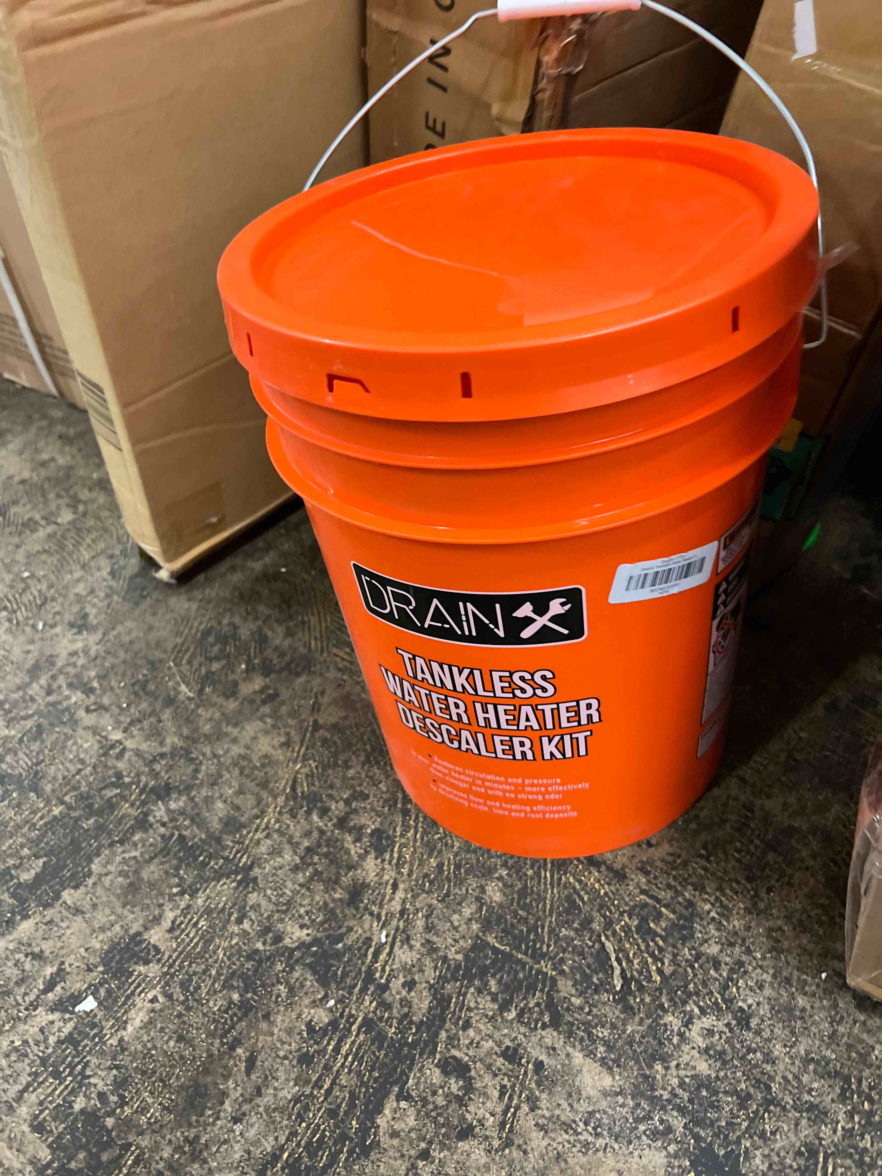 Condition photo showing New/Like New for DrainX Tankless Water Heater Flushing Kit with Gallon Concentrated Vinegar, Dilutes to 4 Gallons, Heavy Duty 1/6HP Extra Strength Pump and Hoses.