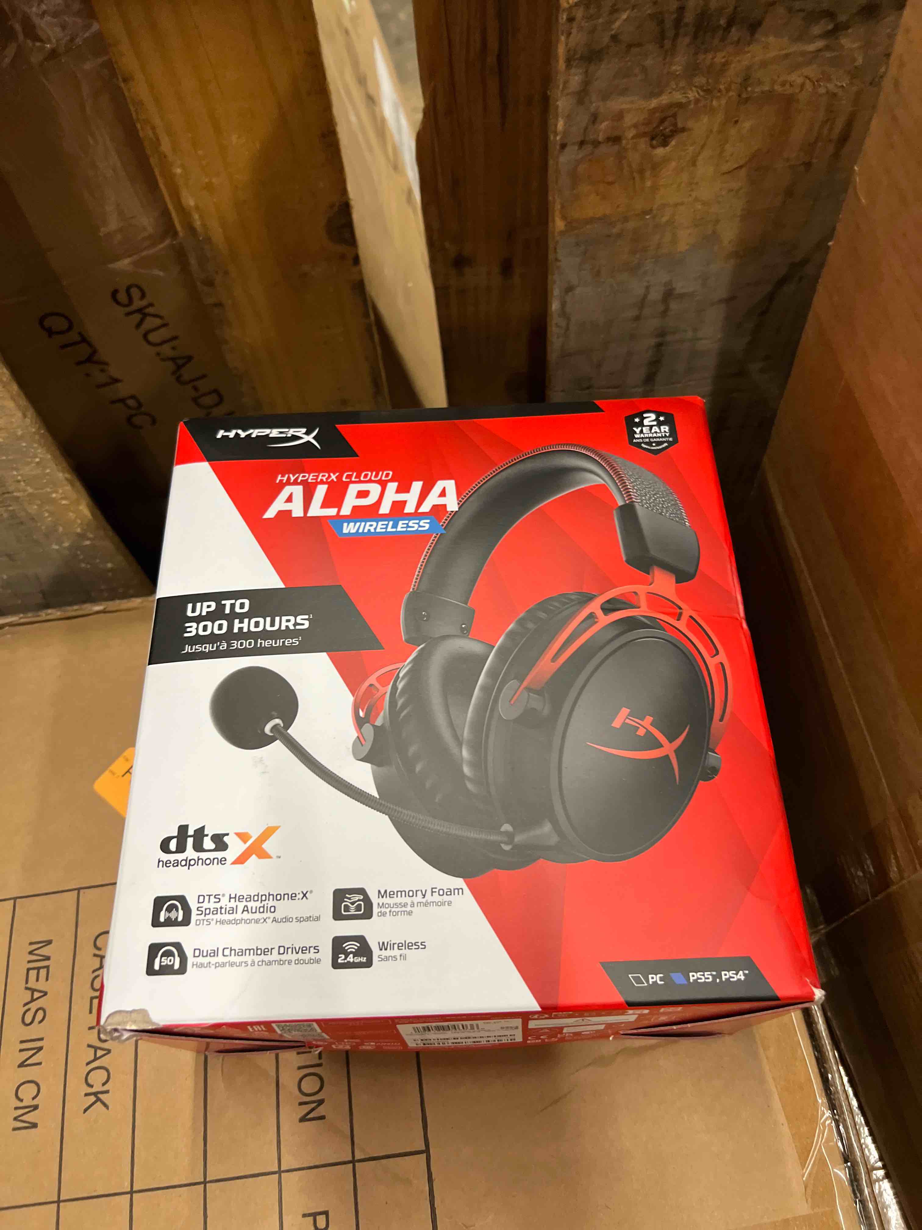 Condition photo showing New/Like New for HyperX Cloud Alpha Wireless - Gaming Headset for PC, 300-hour battery life, DTS Headphone:X Spatial Audio, Memory foam, Dual Chamber Drivers, Noise-canceling mic, Durable aluminum frame,Red