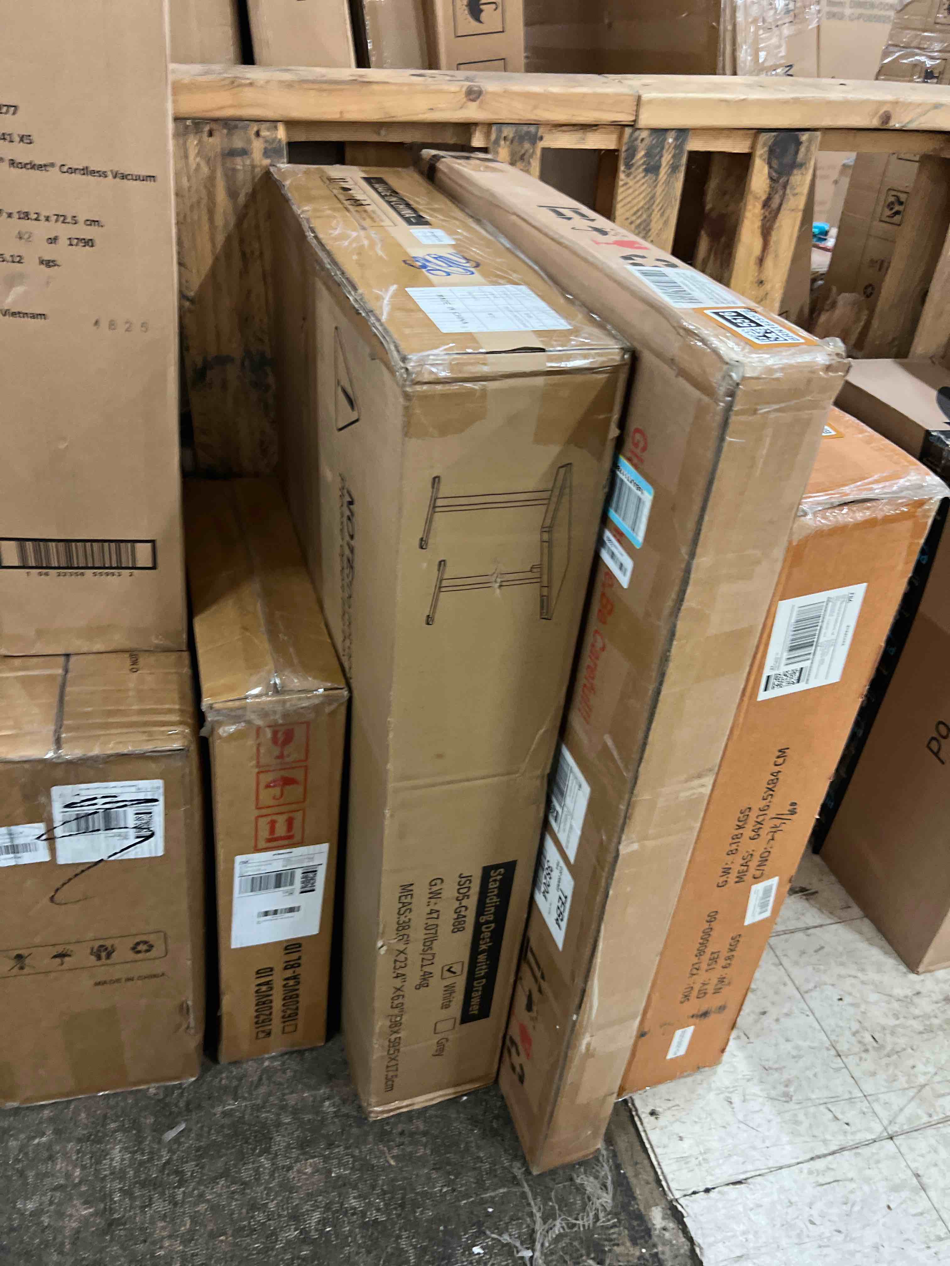 Condition photo showing New/Like New for Small Standing Desk with Drawer, 35" x 20" Whole Piece Tabletop Electric Sit Stand Desk, Height Adjustable Desk with Storage & USB Ports, Quick Install Home Office Computer Desk, White White Wood-top 35"