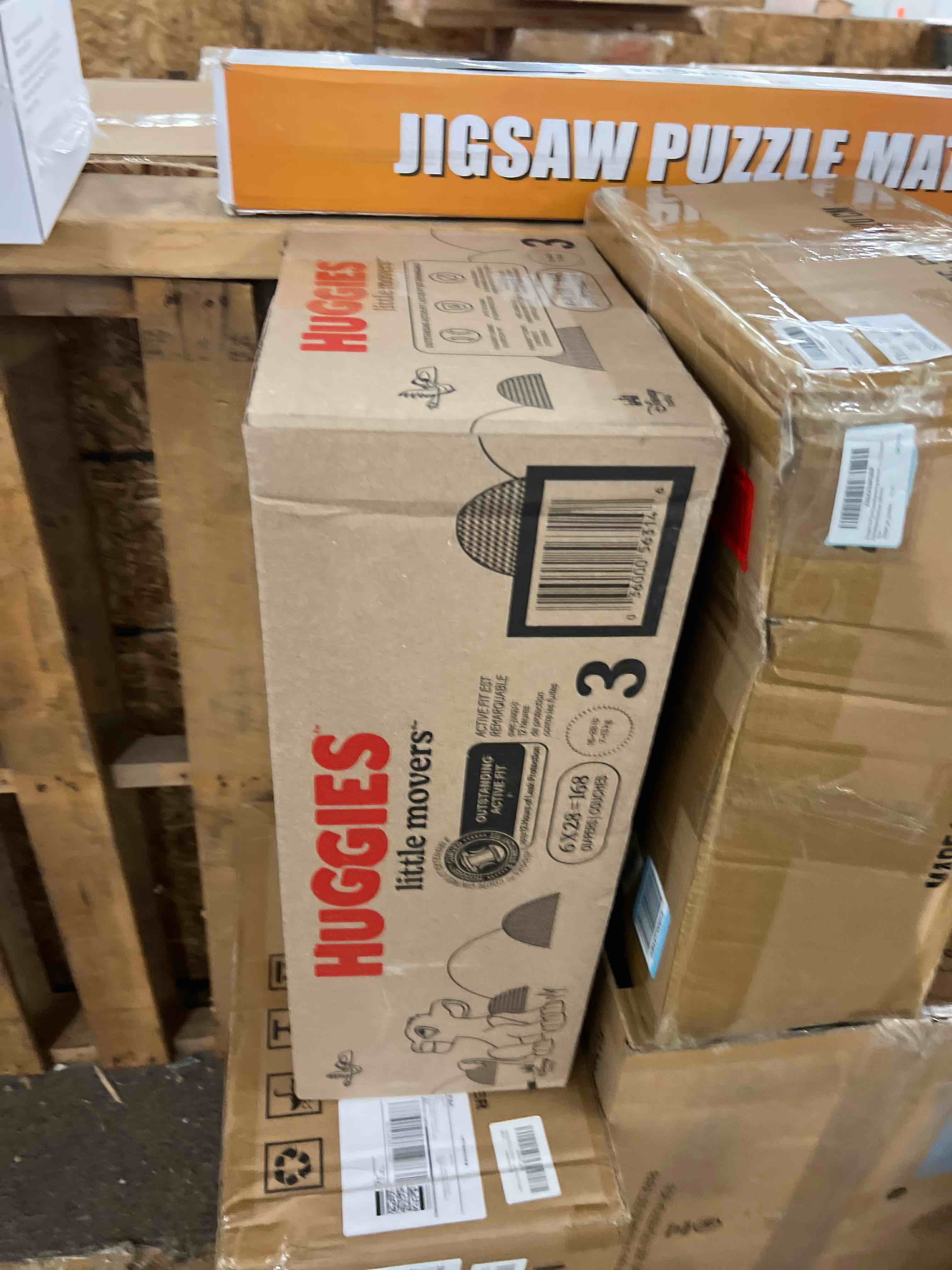 Condition photo showing New/Like New for Huggies Size 3 Diapers, Little Movers Baby Diapers, Size 3 (16-28 lbs), 168 Count (6 Packs of 28), Packaging May Vary