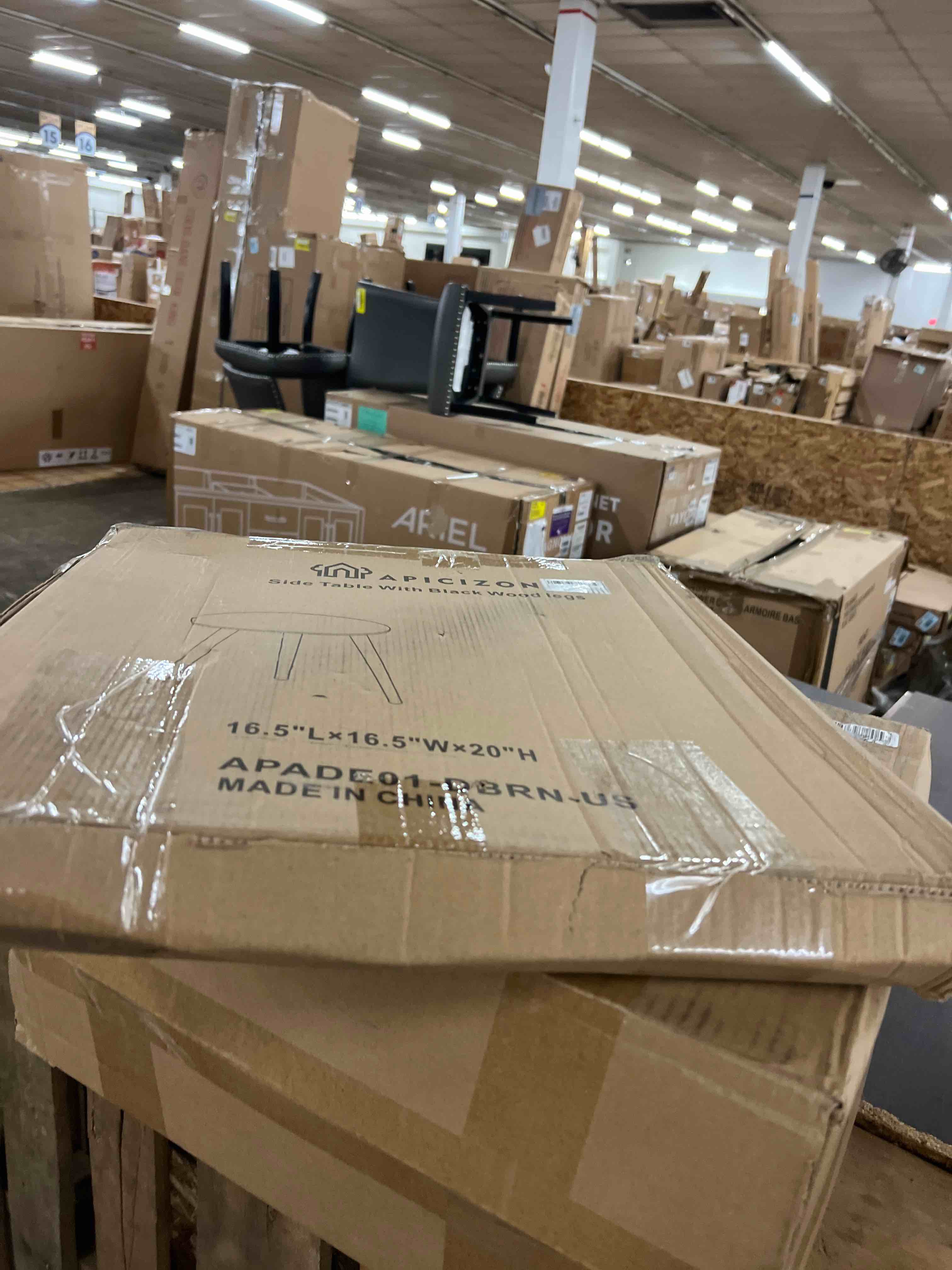 Condition photo showing New/Like New for Apicizon Side Tables End Table Bedroom, Dark Brown Round Side Table Nightstand Bedside Table for Living Room, Nightstands Coffee Table with Brown Wood Legs Dark Brown 1