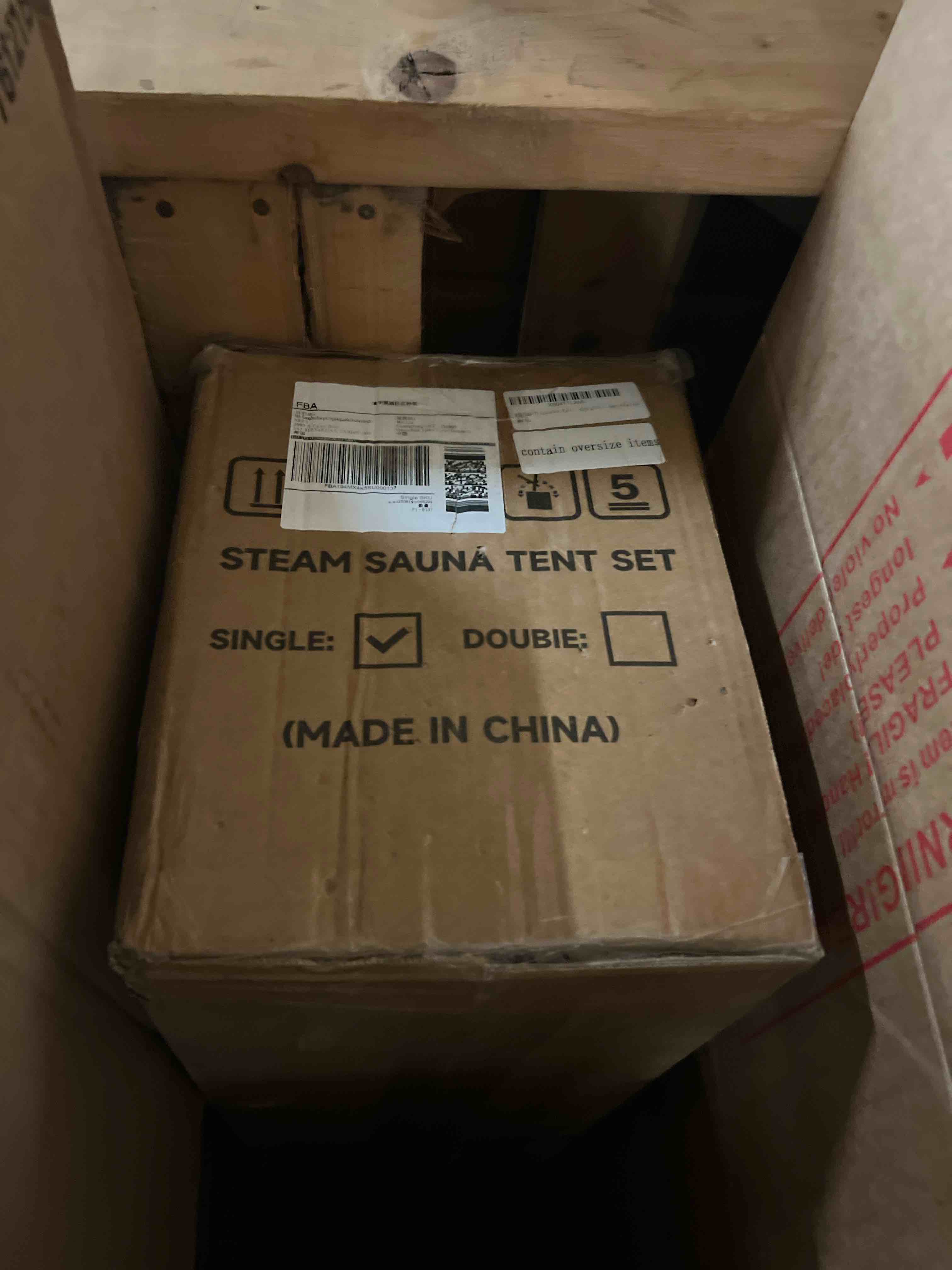 Condition photo showing New/Like New for Sauna Box, Extra Large Portable Sauna for Home, Thickened 600D Steam Sauna Tent, with 3L 1500w Steamer, 9 Levels Heat, 60 Mins Timer, Folding Chair, Remote Control