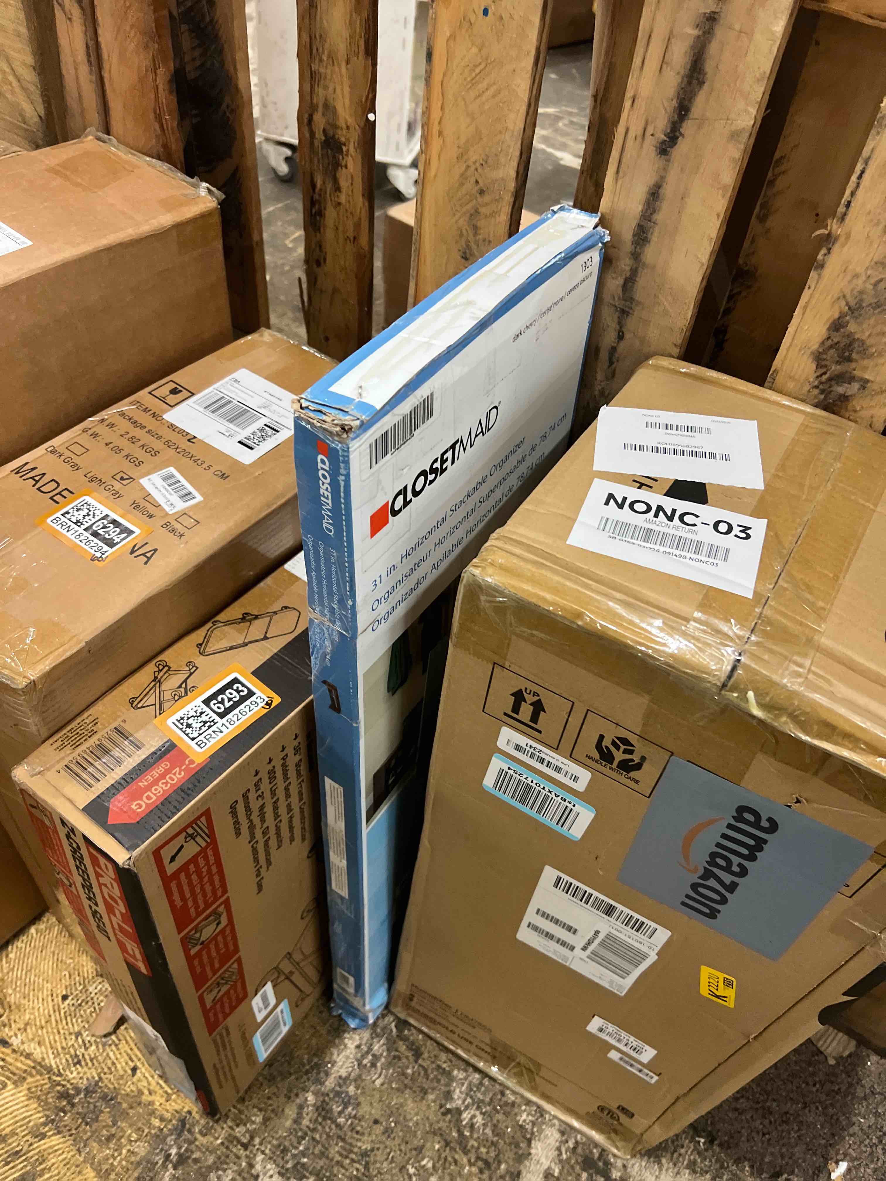 Condition photo showing New/Like New for closetmaid 1303 stackable 31-inch wide horizontal organizer, dark cherry dark cherry 31 inch