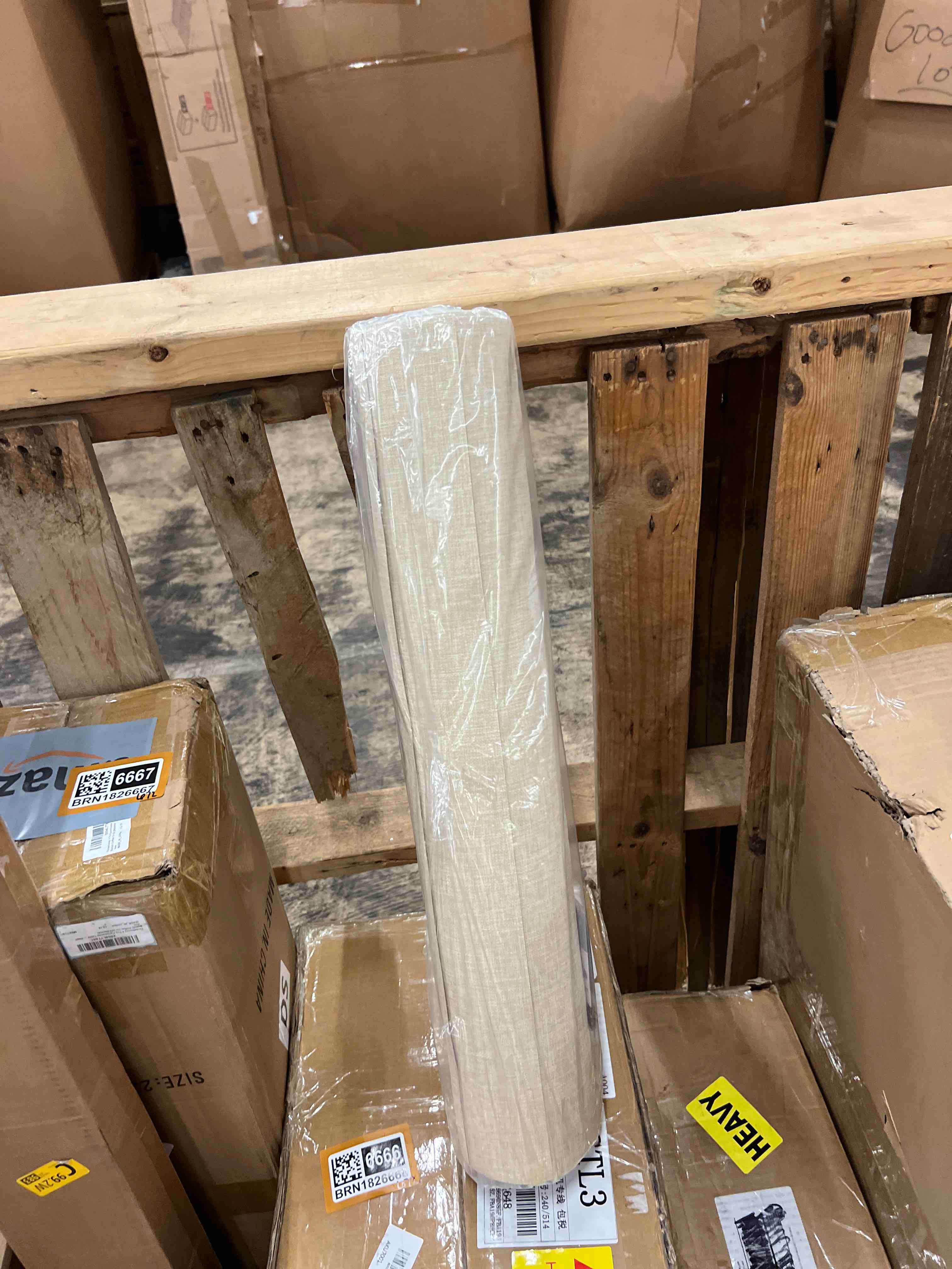Condition photo showing New/Like New for 4-panel replacement fabric for sliding panel track blinds - 23" w x 96" l - fabric only - pre-attached hook & loop fasteners - trimmable, no bottom rail included, light filtering - light beige