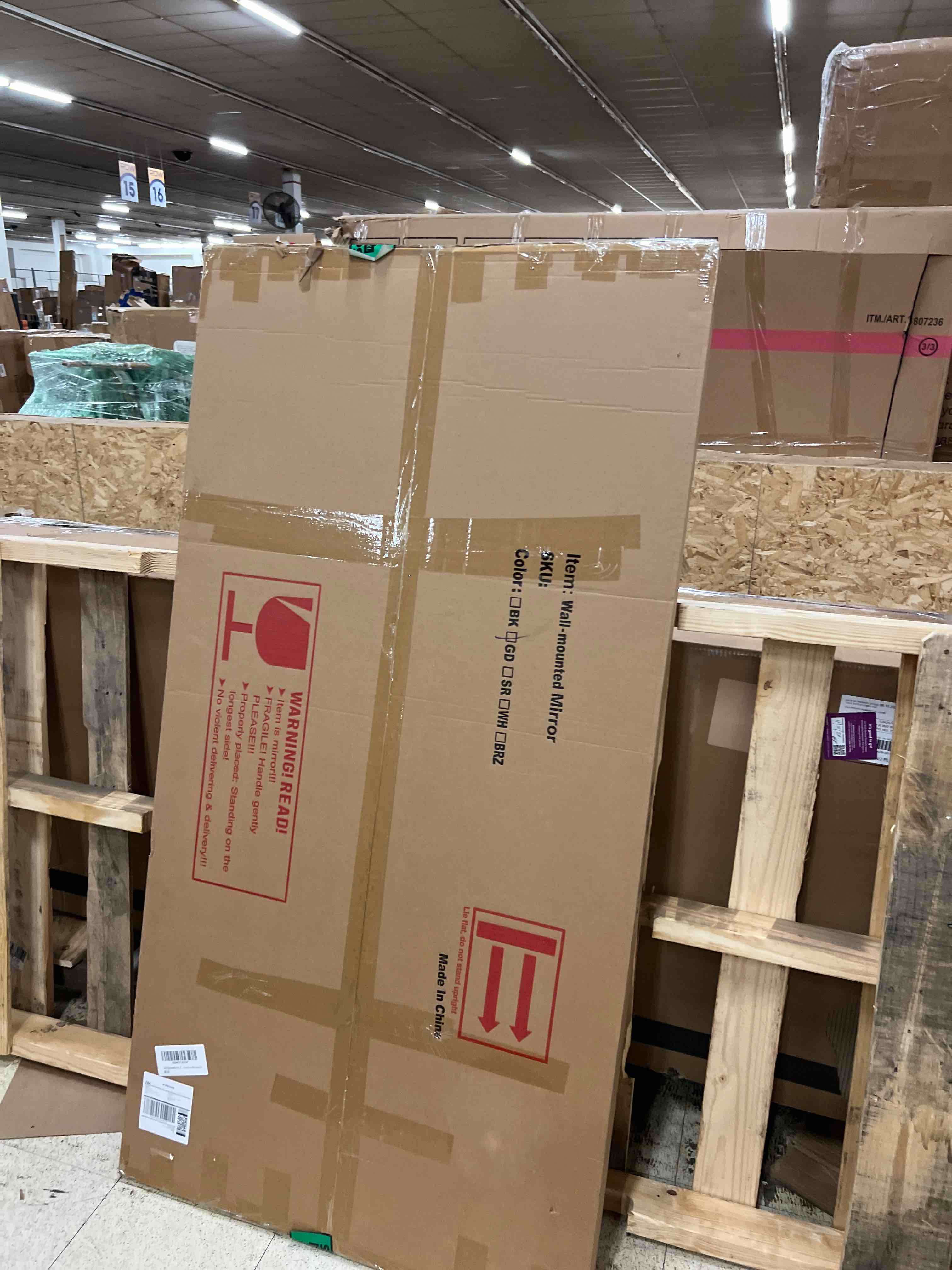 Condition photo showing New/Like New for gold bathroom mirror, 30x60 inch rectangular deep frame mirror, large wall mounted bathroom vanity mirror over sink for bedroom,restroom, living room, hangs vertically or horizontally