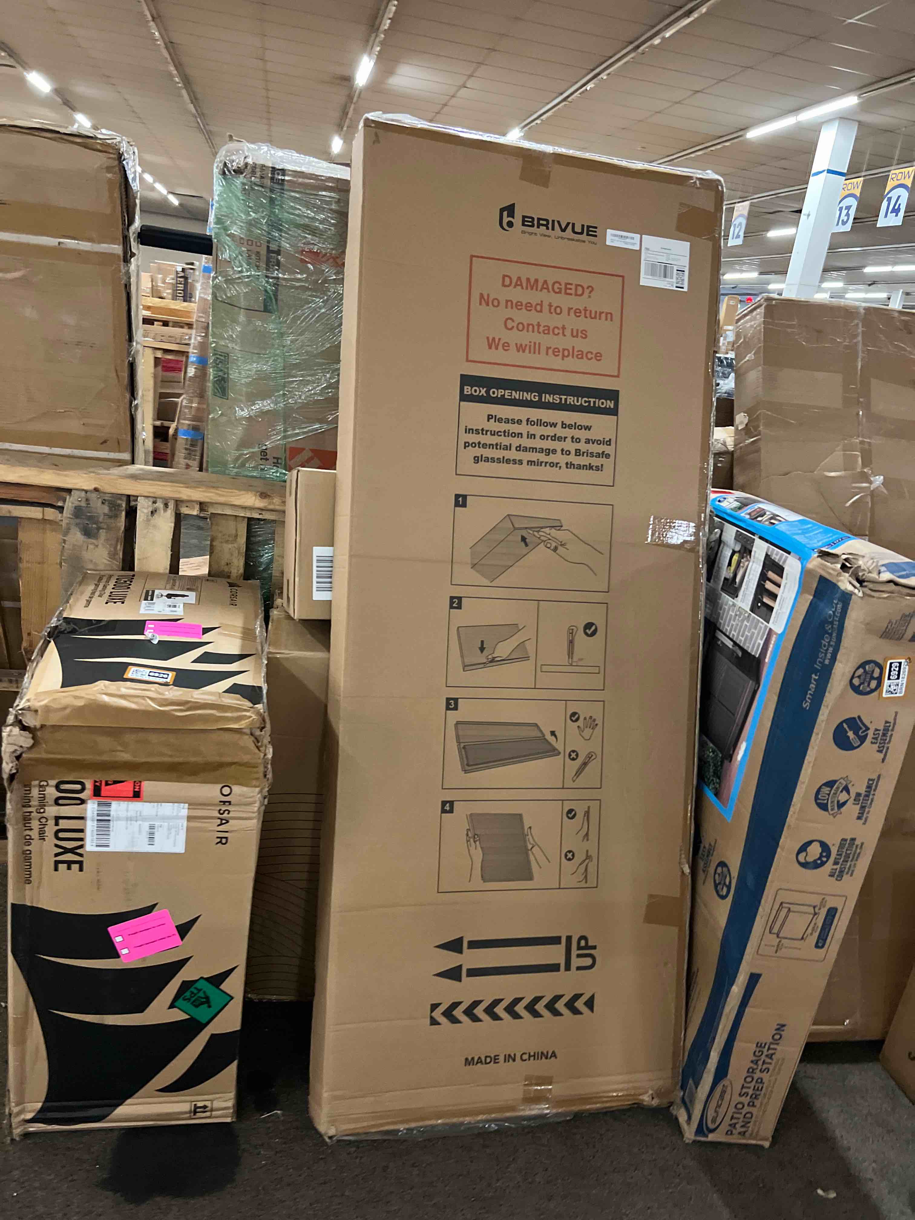 Condition photo showing New/Like New for 71"x26" full length mirror with stand, lightweight & easy to move, free-standing mirror for dressing room bedroom, 3-in-1 usage, shatterproof glassless floor mirror kid & pet friendly (gold)