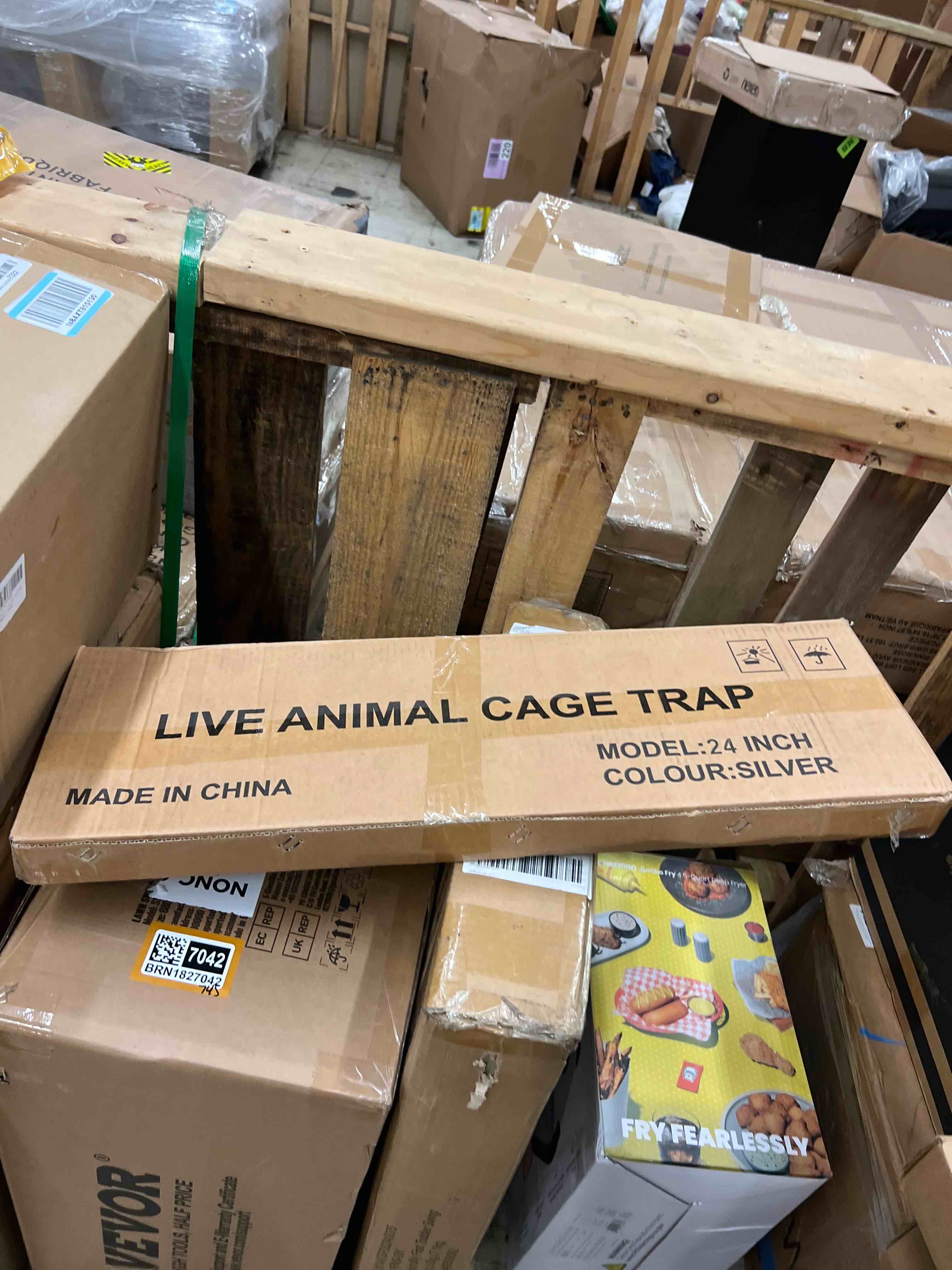 Condition photo showing New/Like New for 24" humane animal trap, foldable live cage traps, durable galvanized steel trap cage for small stray cats rabbits racoons beavers groundhogs and other live animals, easy to catch and release