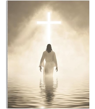 jesus walking on water canvas wall art christian god wall decor pictures religious spirit faith posters prints for living room bedroom church home decorations - framed
