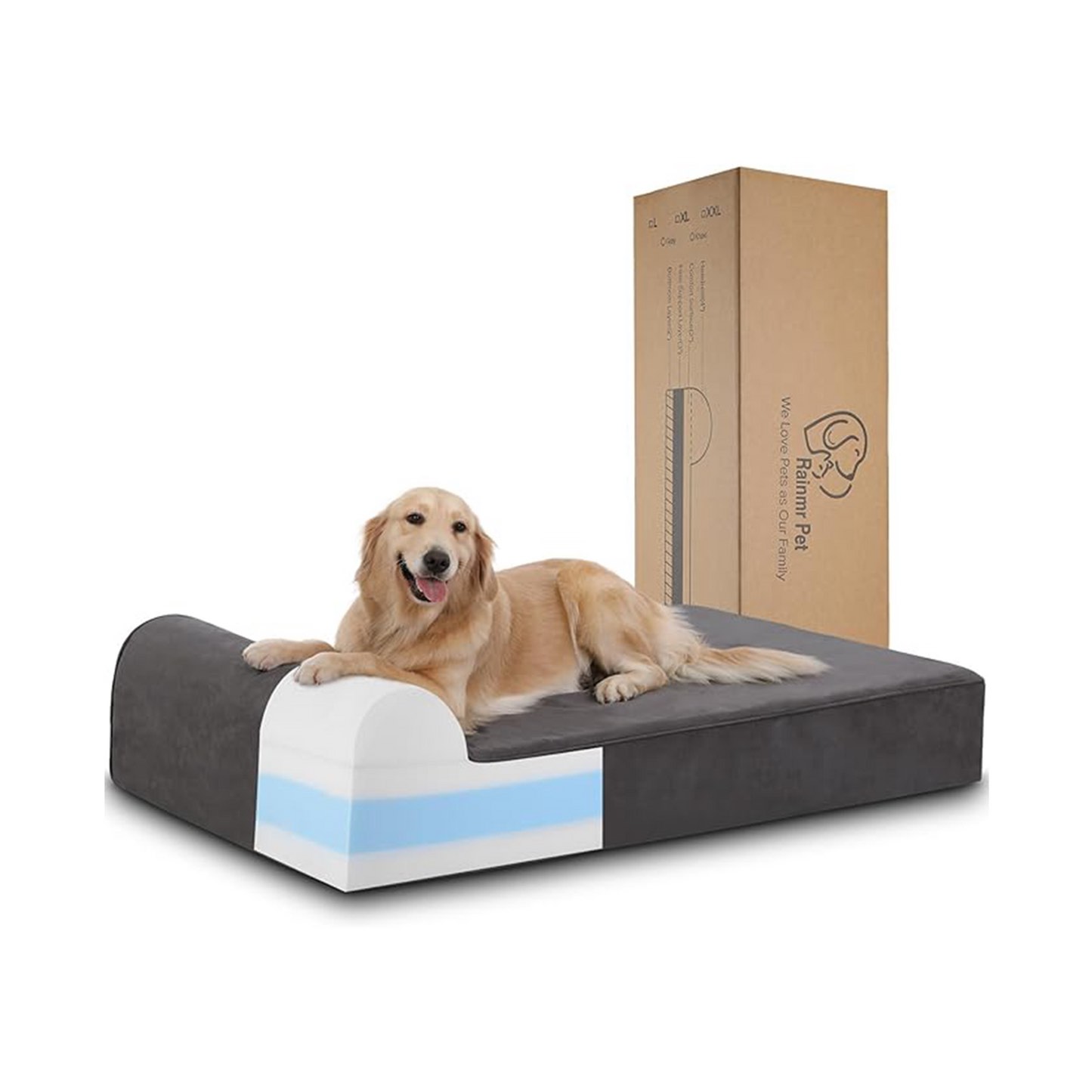 7 inch Orthopedic Dog Bed for Large Dogs Gray