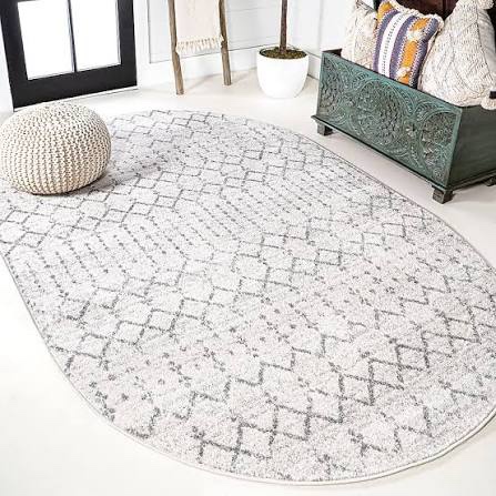 JONATHAN Y MOH101B-4OV Moroccan Hype Boho Vintage Diamond Indoor Area-Rug Bohemian Easy-Cleaning Bedroom Kitchen Living Room Non Shedding, 4 X 6 Oval, Cream/Gray