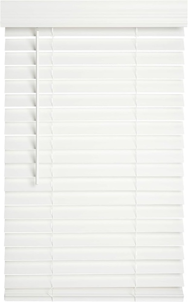 Lotus & Windoware Cordless 2  Faux Wood Room Darkening Horizontal Blind  25  W x 60  L  Bright White  Embossed