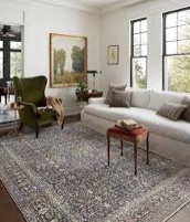 Loloi Jean Stoffer Bradbury Collection, Midnight & Multi, 7'-10" x 10' Area Rug - Modern & Traditional Area Rugs for Living Room Bedroom Entryway & Hallway No Shed High Traffic Area Decor Rug