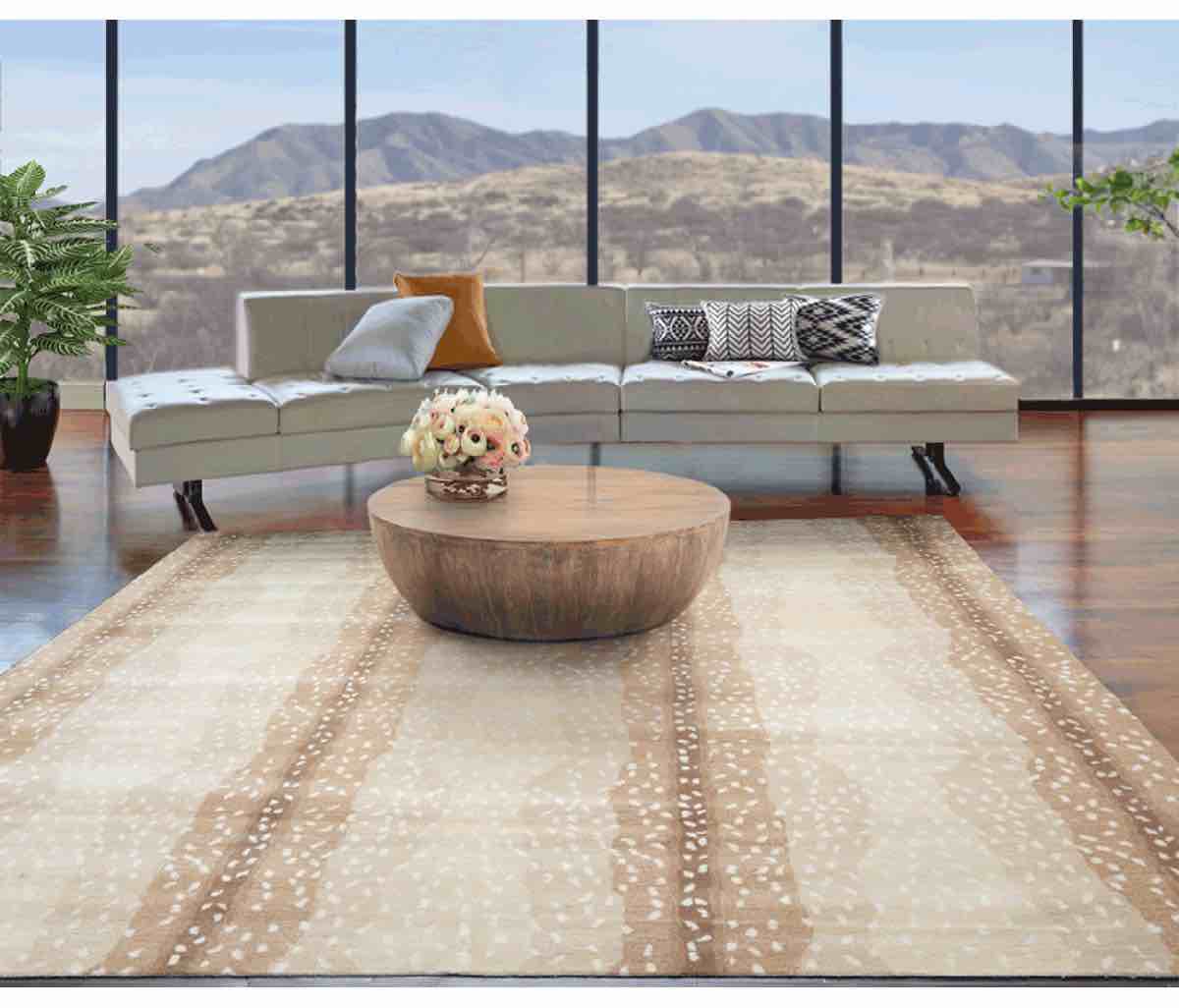 Boghos Hand Tufted Wool Beige/Brown Area Rug