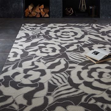 Graphic Floral Wool Rug 9 x 12 feet