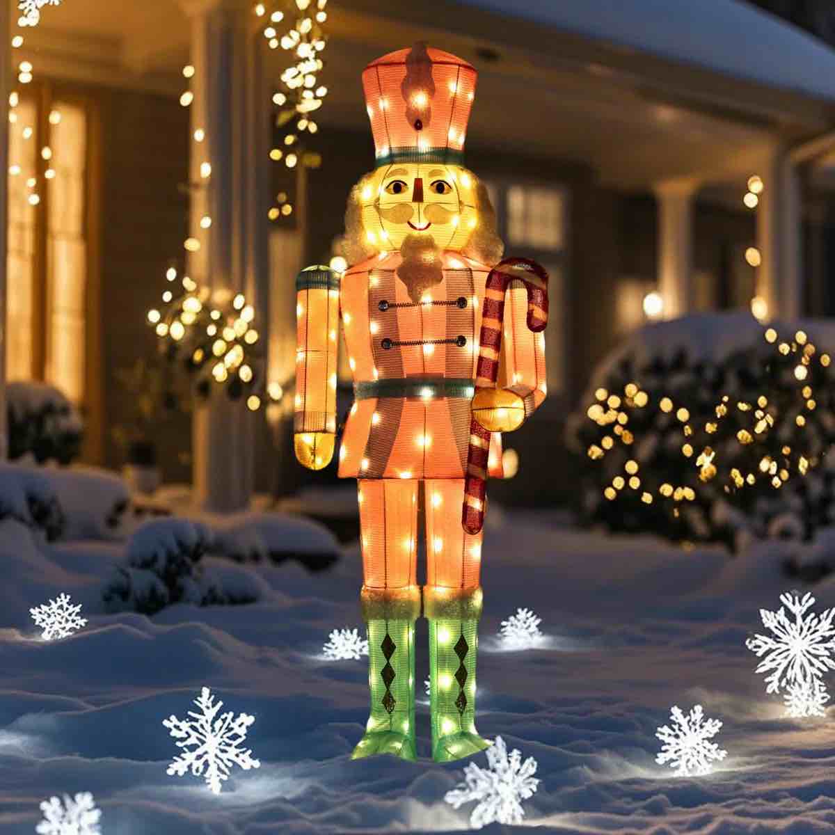 Starfree 61 in. Outdoor Christmas Decoration Nutcracker Yard Decoration with Warm White LED Lights