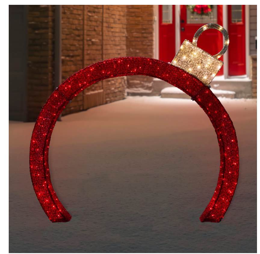 Northlight 4.25' Red LED Lighted Ornament Arch Outdoor Christmas Decoration
