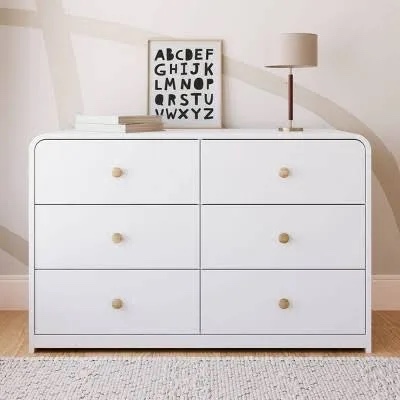 Storkcraft Santorini 6 Drawer Double Dresser - White/Driftwood