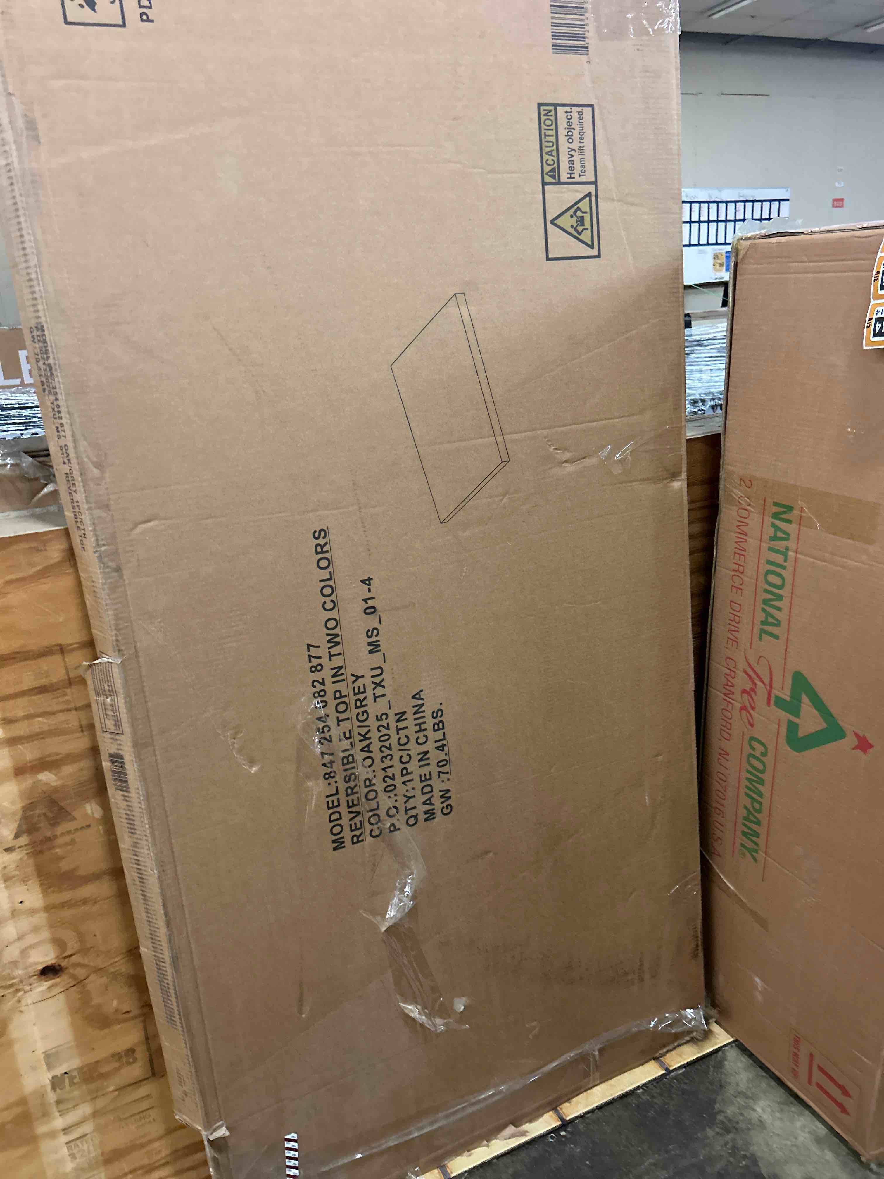 Condition photo showing New/Like New for Reversible Rectangular Table Top In Oak/Grey: Perfect For Desks, Tables, And More!