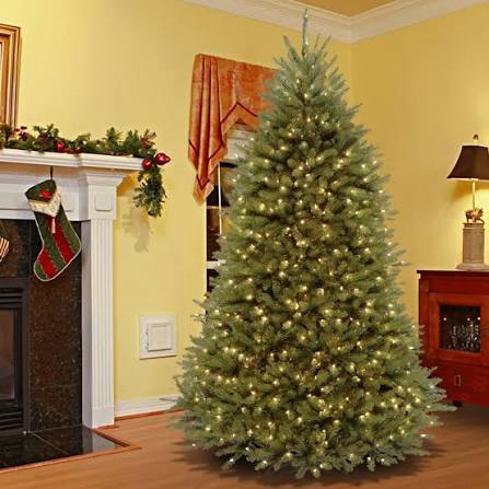 National Tree Company Pre-Lit Artificial Christmas Tree  Green  Dunhill Fir  Clear Lights  Includes Stand  7.5 Feet
