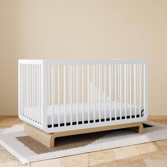 Storkcraft Santorini 5-In-1 Convertible Crib with Toddler Guardrail - White/Driftwood