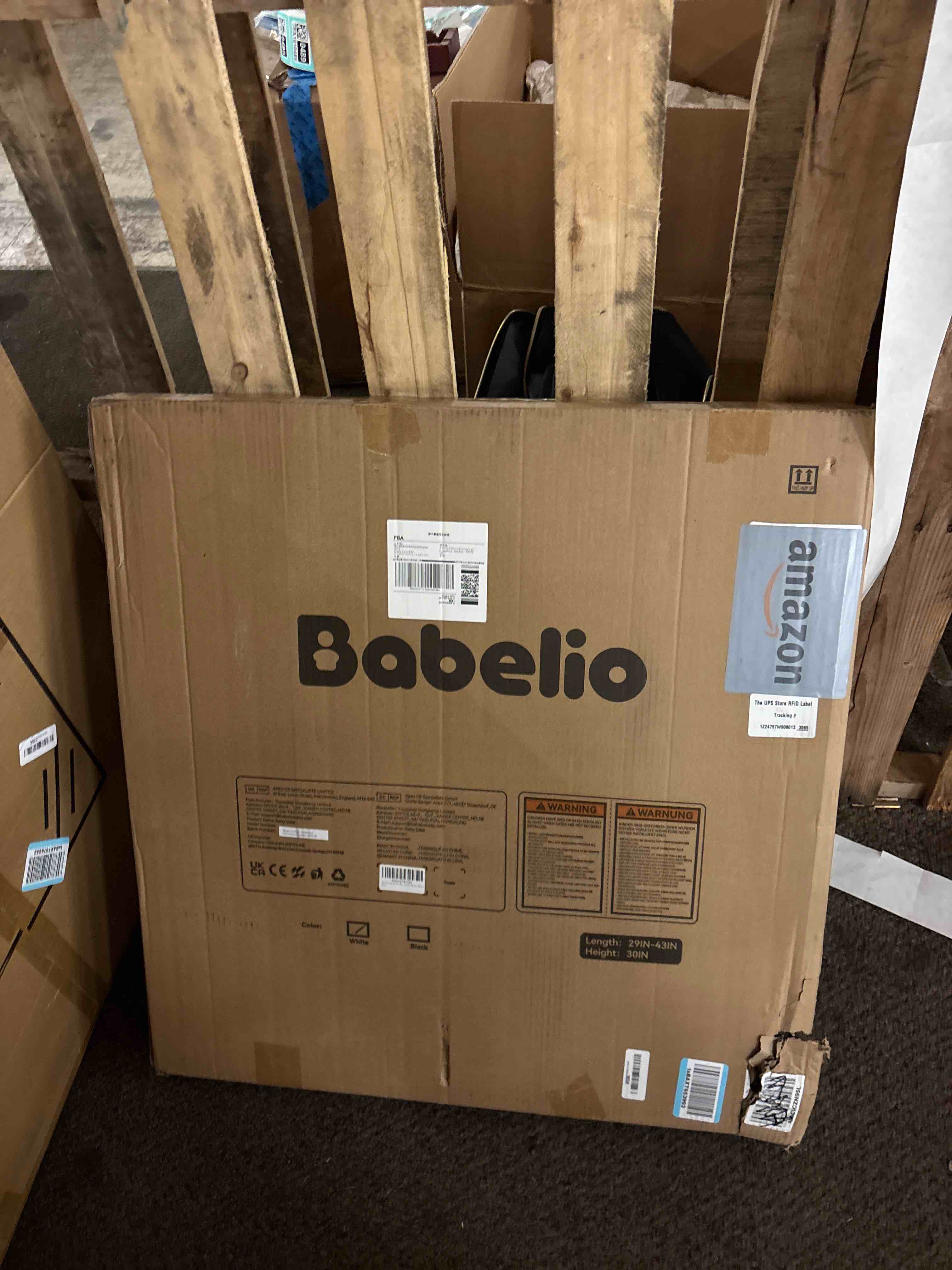 Condition photo showing New/Like New for Babelio Easy to Remove & No Bottom Bar Baby Gate, 29-43" Hardware Mounted (Drill Needed)| Wide Walk-Thru| Auto-Close Safety Dog/Pet Gate for Stairs & Doorways (White, 29-43" W, 30" H)