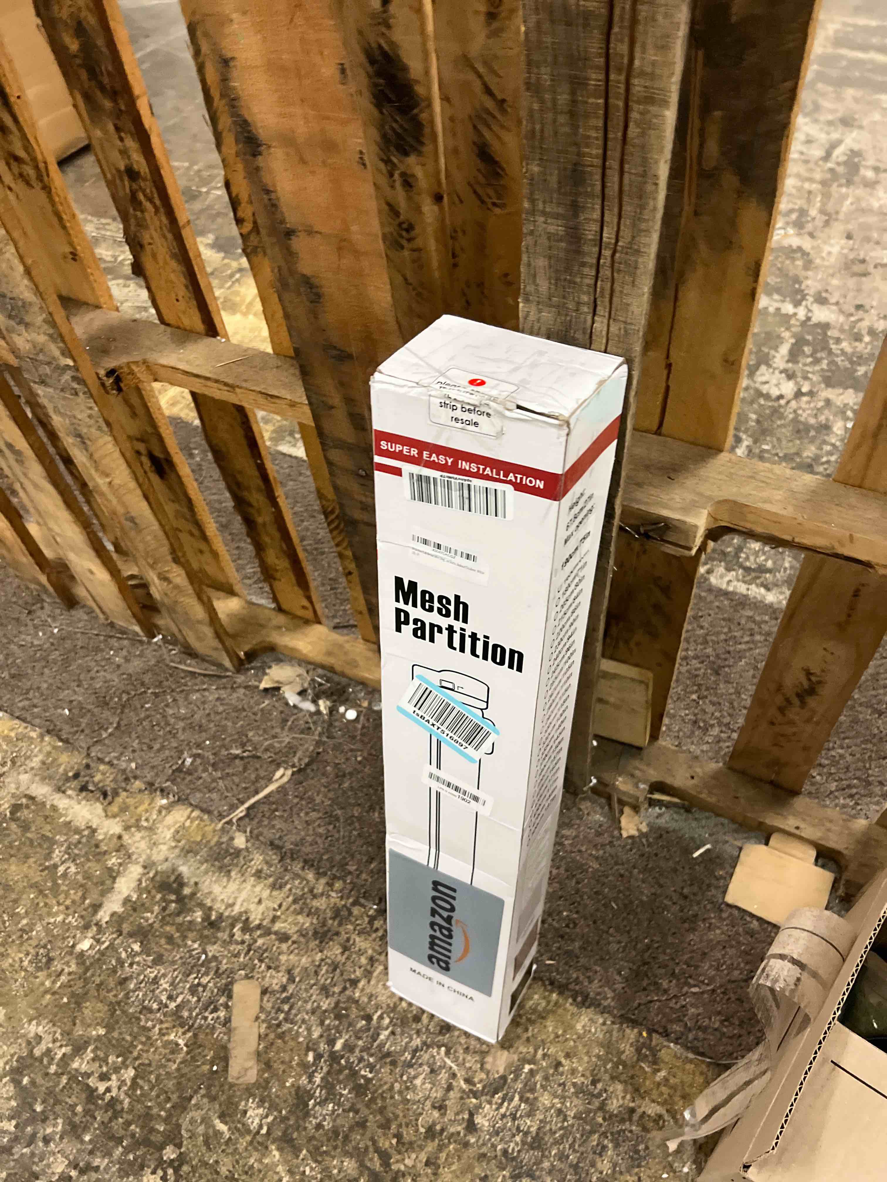 Condition photo showing New/Like New for 24 Inch Tall x 75 Inch Extra Wide Retractable Dog Gate for The House, Short Dog Gate to Step Over, Reinforced Mesh Puppy Gate for Doorways, Step Over Pet Gate for Stairs, Indoor/Outdoor, White White Reinforced 24" Tall x 75" Wide