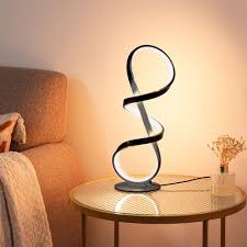 edishine modern led table lamp spiral 3-color dimmable touch control 12w