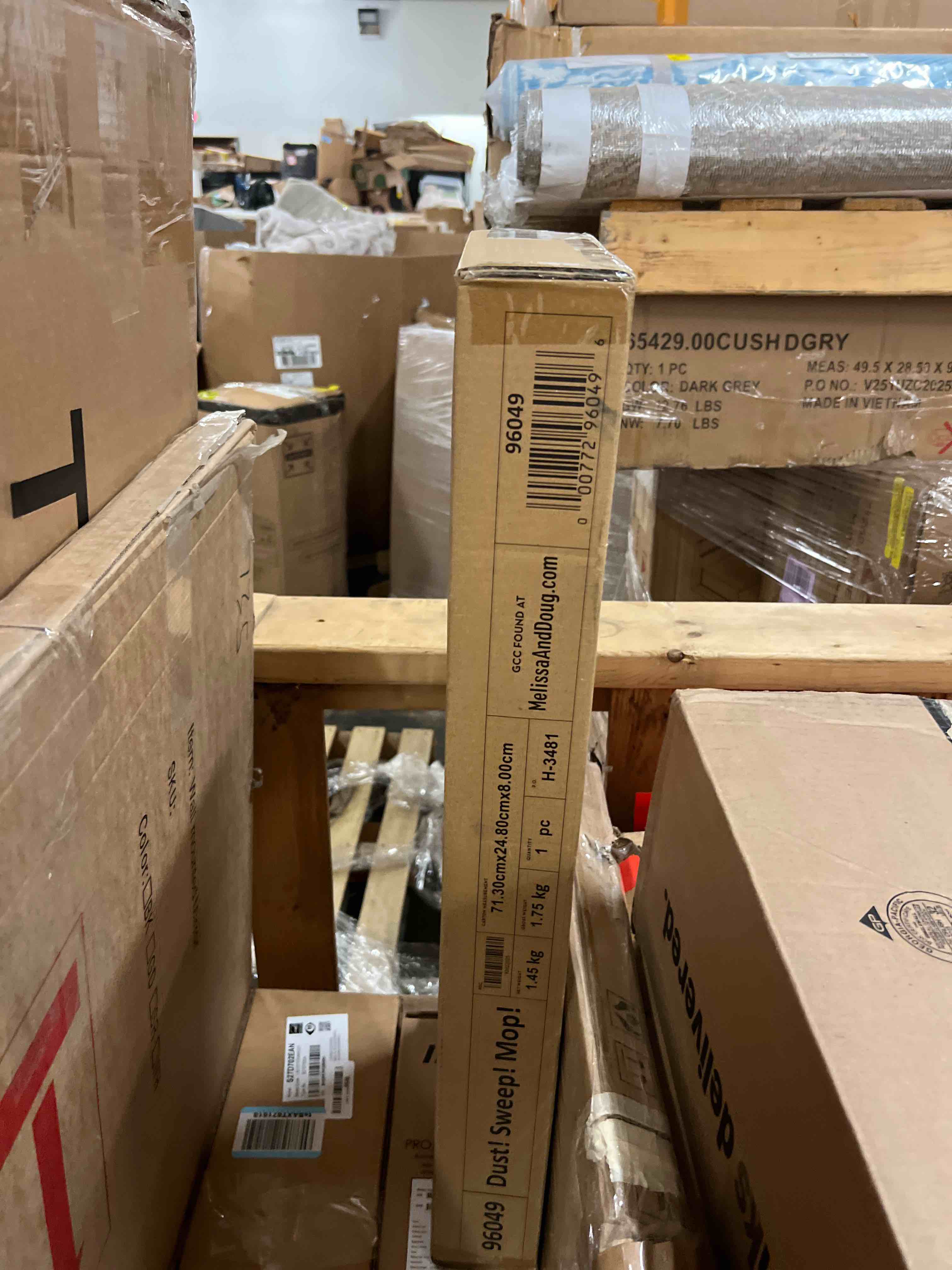 Condition photo showing New/Like New for Melissa & Doug Dust Sweep Mop 6-Piece Pretend Play Set, Toddler Toy Cleaning, Pretend Play Home Cleaning, Kids Broom and Mop Set for Ages 3+