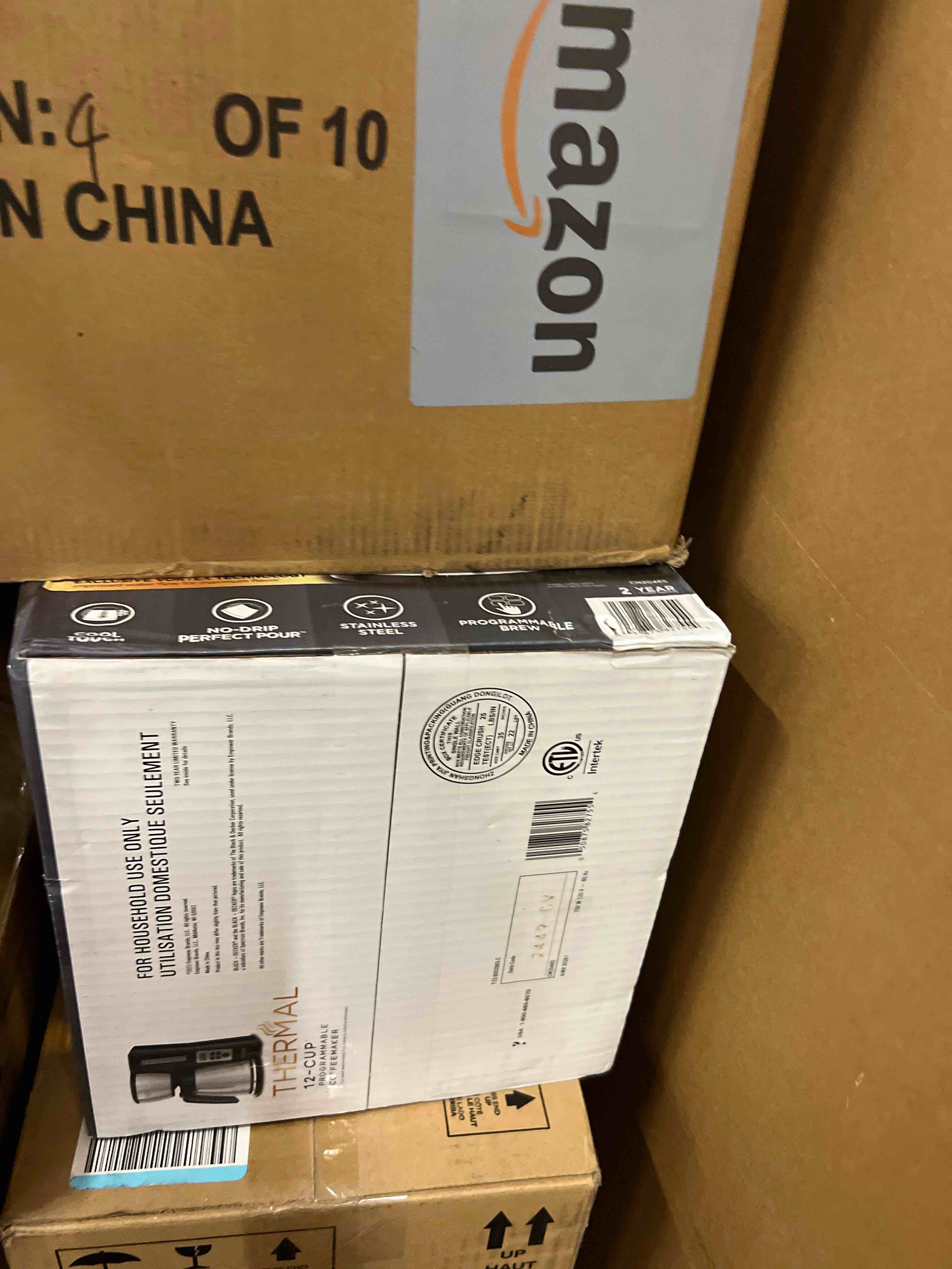 Condition photo showing New/Like New for BLACK+DECKER 12 Cup Thermal Programmable Coffee Maker with Brew Strength and VORTEX Technology, Black/Steel, CM2046S