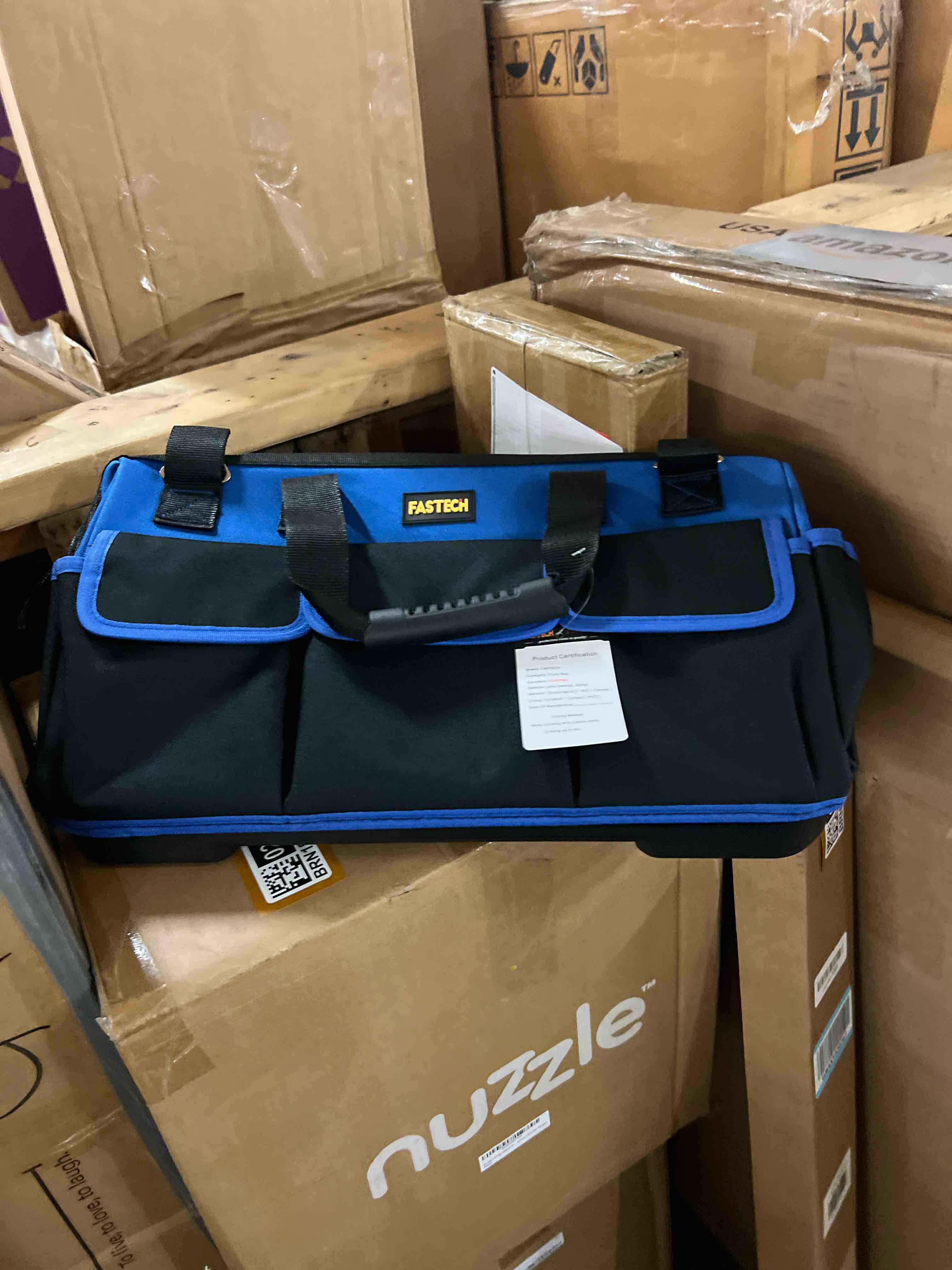 Condition photo showing New/Like New for FASTECH 22 Inch Heavy Duty Tools Bag With Wide Mouth for Tool Storage, Carrier and Organizer, Tool Bag for Men/Women, Wide Mouth Tote Bag With Inside Pockets (22 Inch)