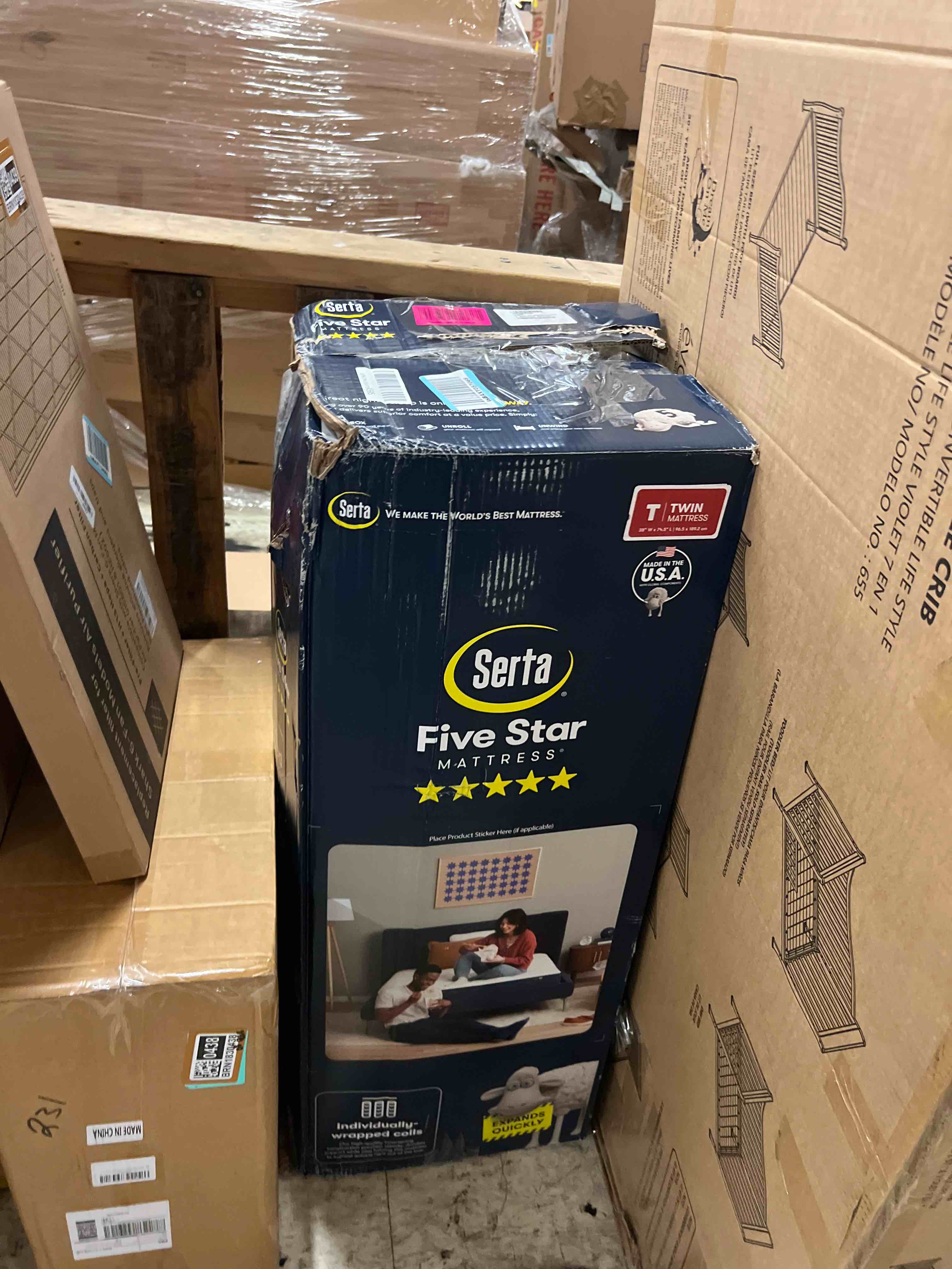 Condition photo showing New/Like New for serta five star mattress tranquility 8" medium twin, breathable, pressure relief, with supportive innersprings -  certipur-us certified  level 2 medium 8" twin