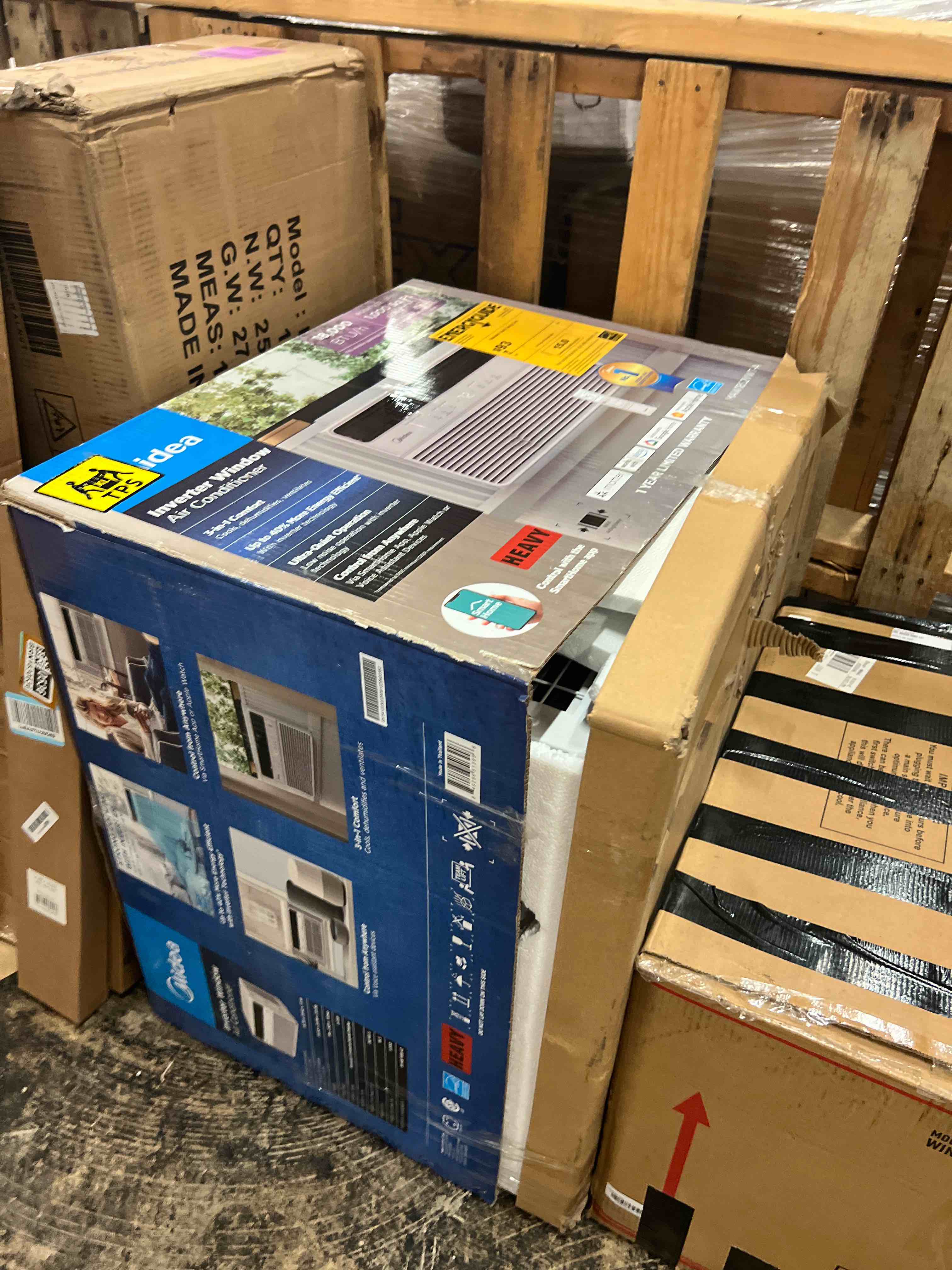 Condition photo showing New/Like New for midea 18,000 btu smart inverter window air conditioner with app, alexa control, 208/230v ac unit cools up to 1,000 sq. ft, quiet operation, energy saving, remote & easy installation kit, white inverter ac 18,000 btu, 208/230v